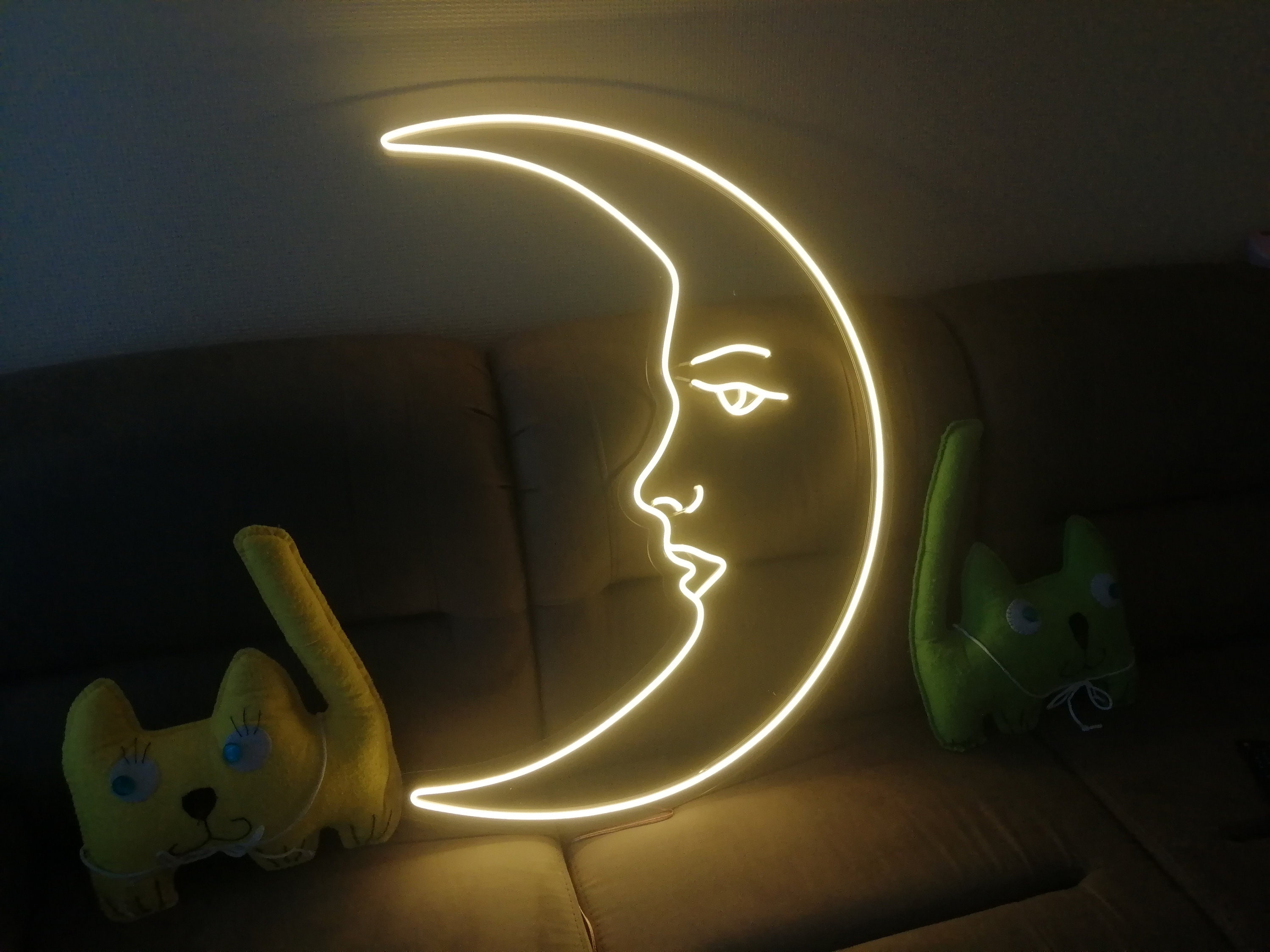 Moon Neon Sign, Moon Neon Light Sign, Moon Neon Light, Neon Wall Art, Handmade Neon Sign, Room Decor Neon Sign