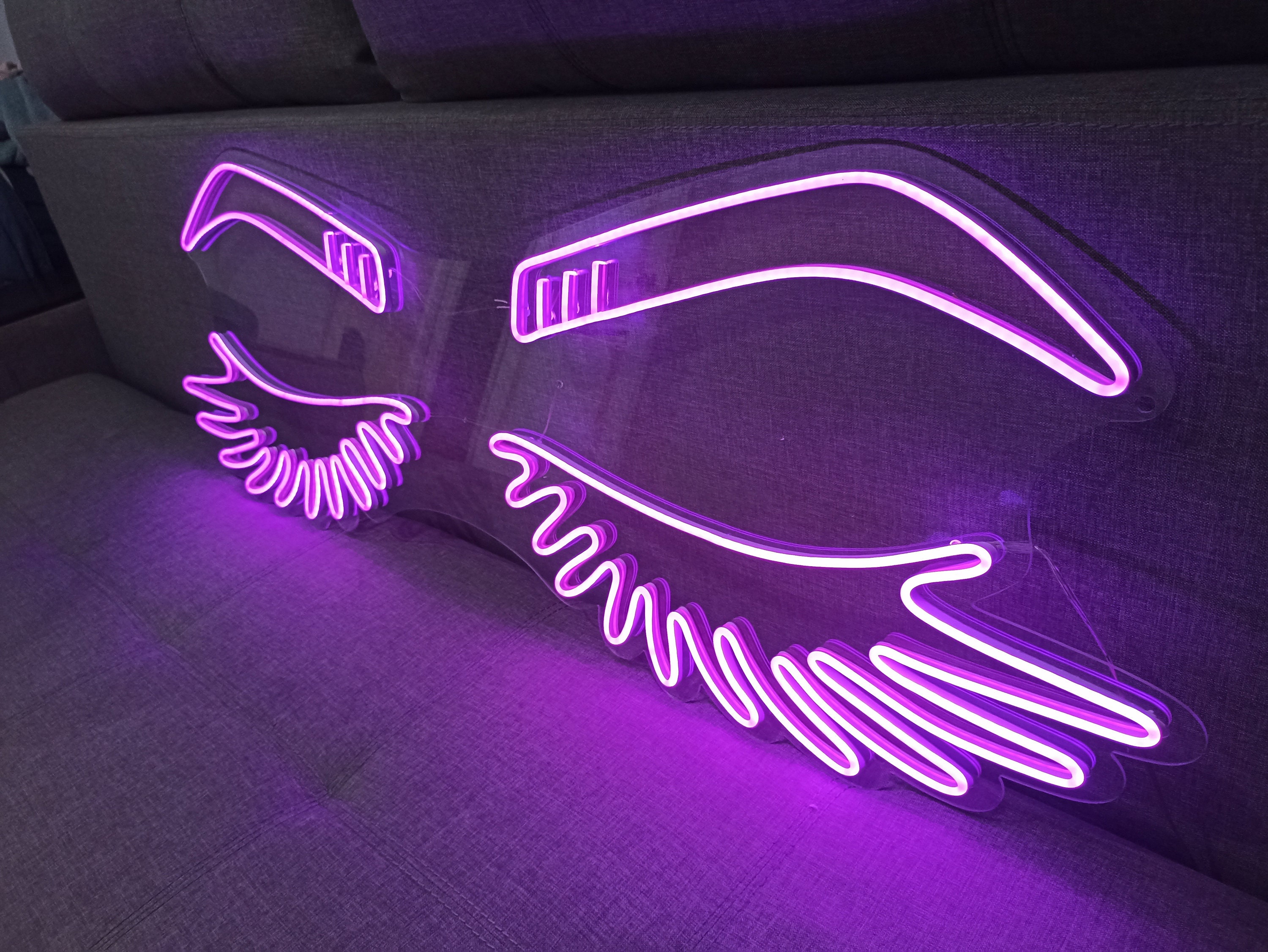 Eyelashes Led Neon Sign, Beauty Salon Sign, Custom Neon Sign, Wall Decor, Girl Face & Eyebrows, Decoration In A Beauty Salon, Wall Decor