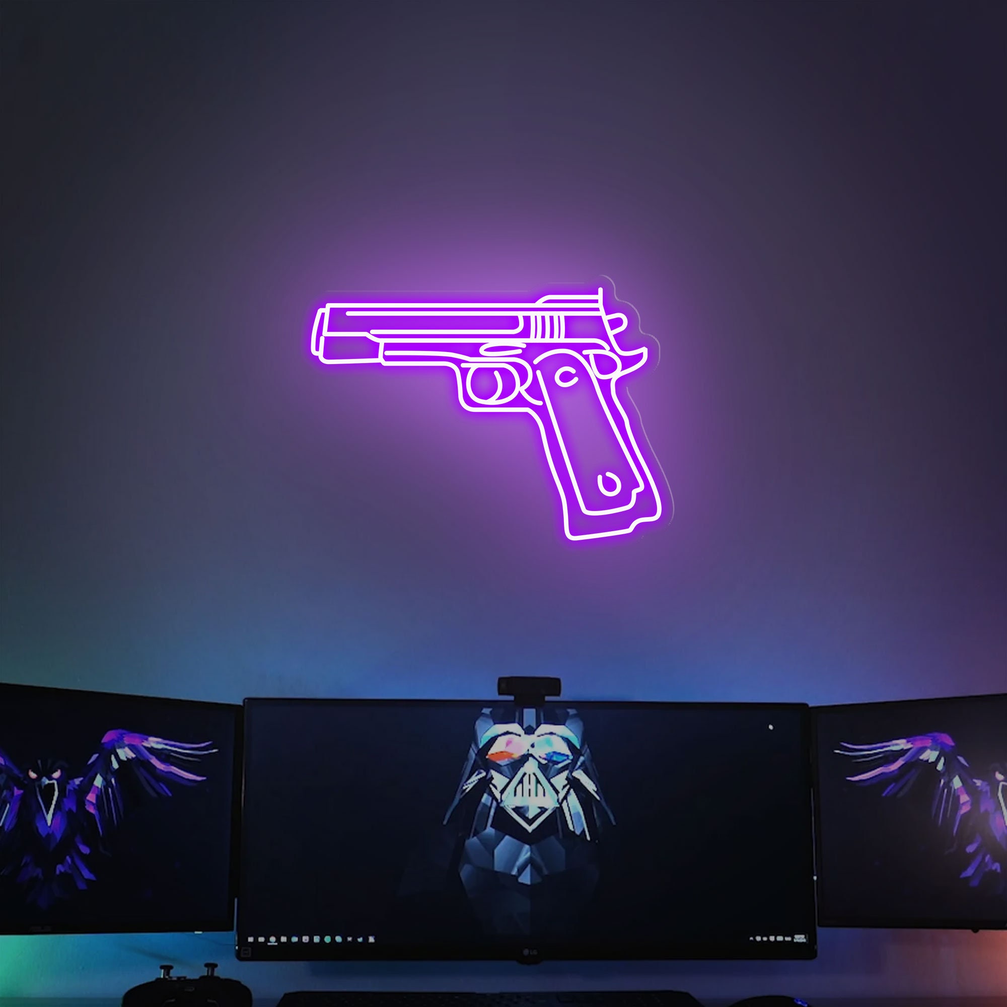 Gun Neon Sign for Wall Game Room Decoration | Neon Sign Bedroom | GAME ROOM Sign | Gift For Boyfriend