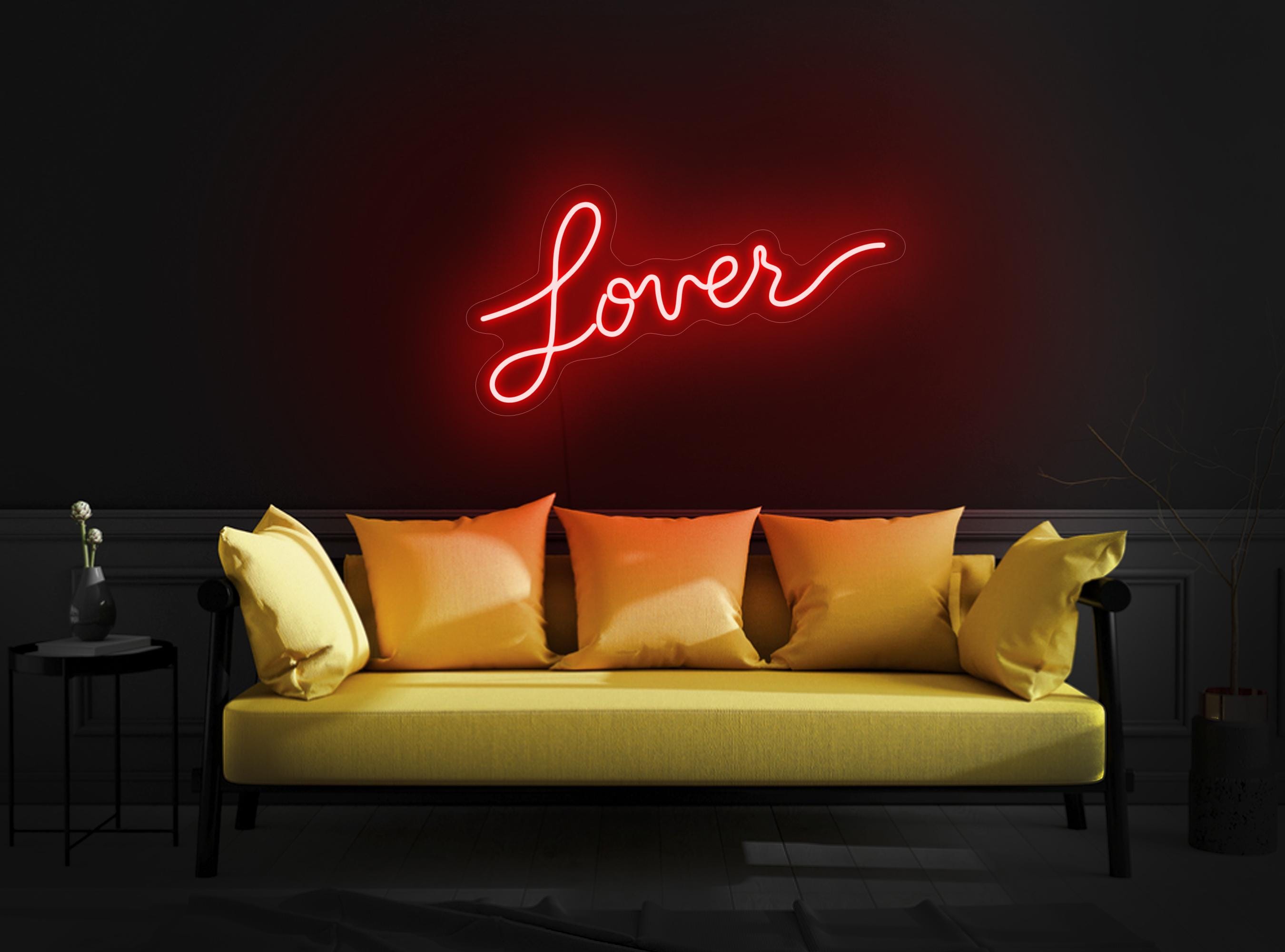 Lover Neon Sign, Lover Led Sign, Lover Sign, Neon Sign Bedroom, Romantic Neon, Neon Sign For Couple, Neon Sign Wall Decor, Lover Art Decor