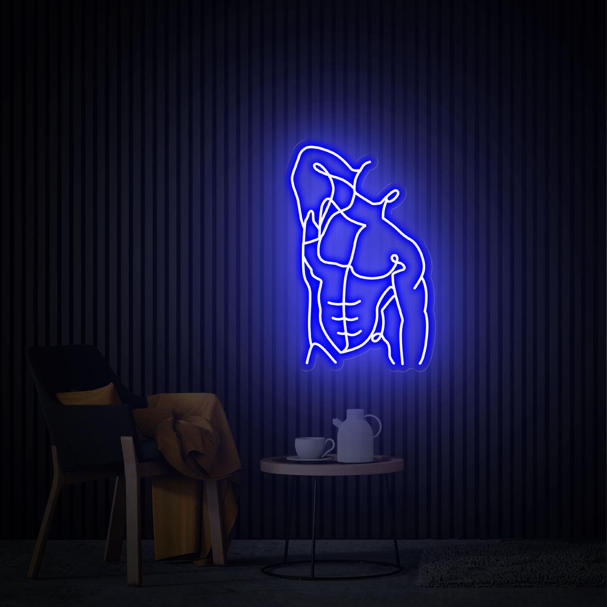 Man Neon Sign, Man Art, Male Body Art, Custom Neon Sign, Bedroom Wall Decor, Masculine Man Wall Art, Man Body Wall Art, Gay Love Art Gift