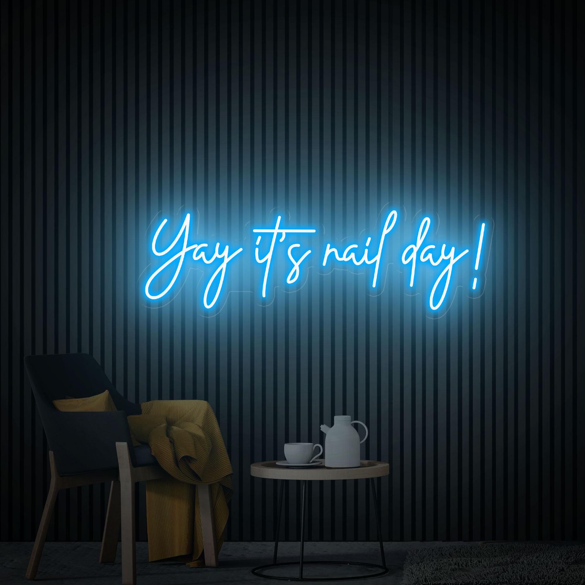 Yay It's Nail Day Neon Sign, Custom Salon Logo Nail Wall Art, Beauty Salon Decor, Nail Led Sign, Custom Glow Business Sign Personalized Gift