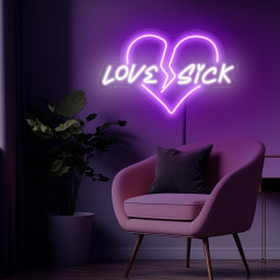 Love Sick Neon Sign, Love Heart Neon Sign, Love Sick Led Sign, Broken Heart Sign, Neon Sign Wall Decor, Broken Heart Decor, Love Art Decor