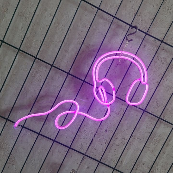 Headphone Neon Sign, Headphones Sign, Headphone Led Sign, Music Neon Sign, Music Room Neon Sign, Headphone Wall Art, Headphone Wall Decor
