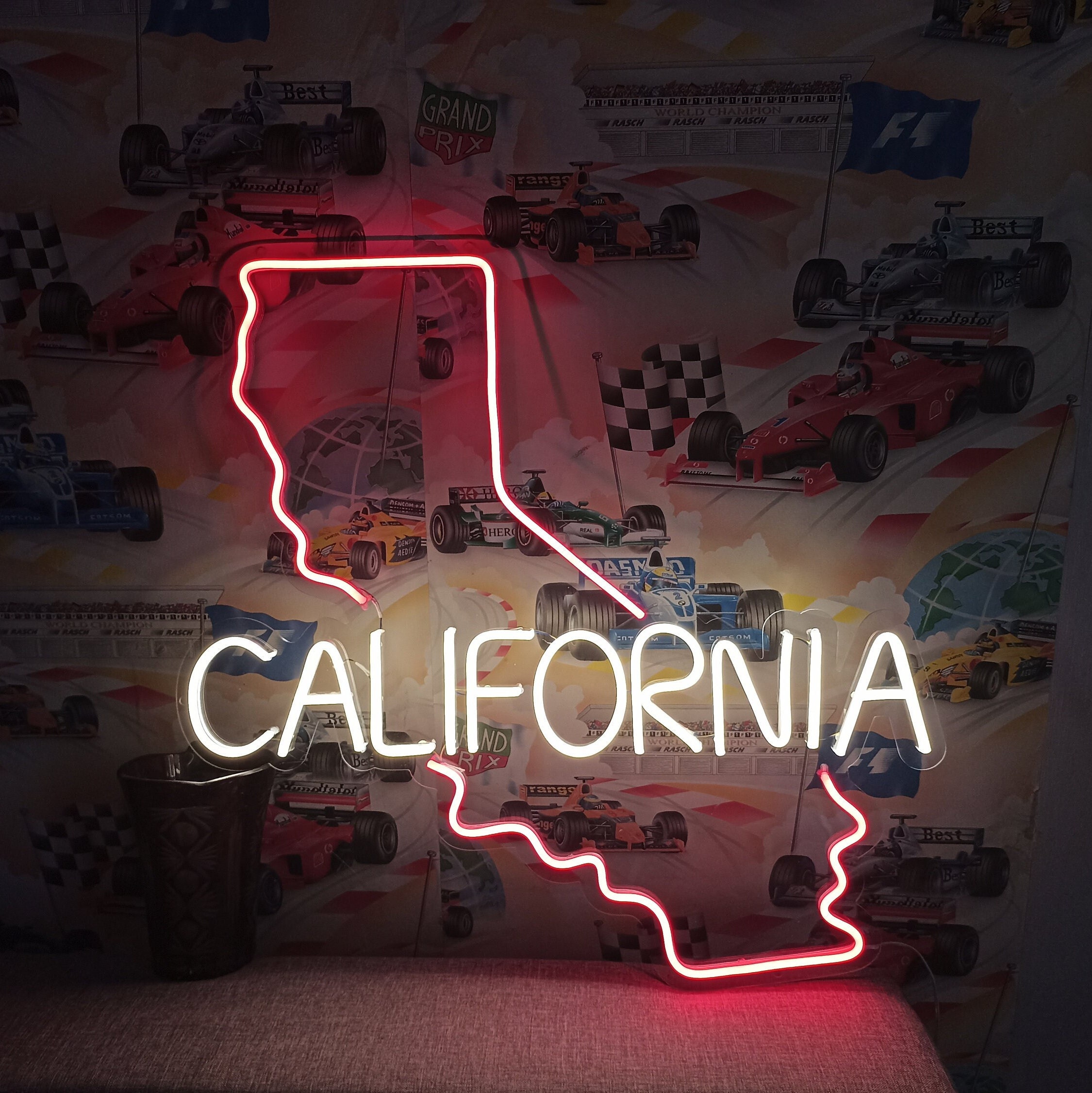 Neon Sign California State Map, Neon Map State Of California, California Map Neon, California Neon Sign, American Map State Neon Sign