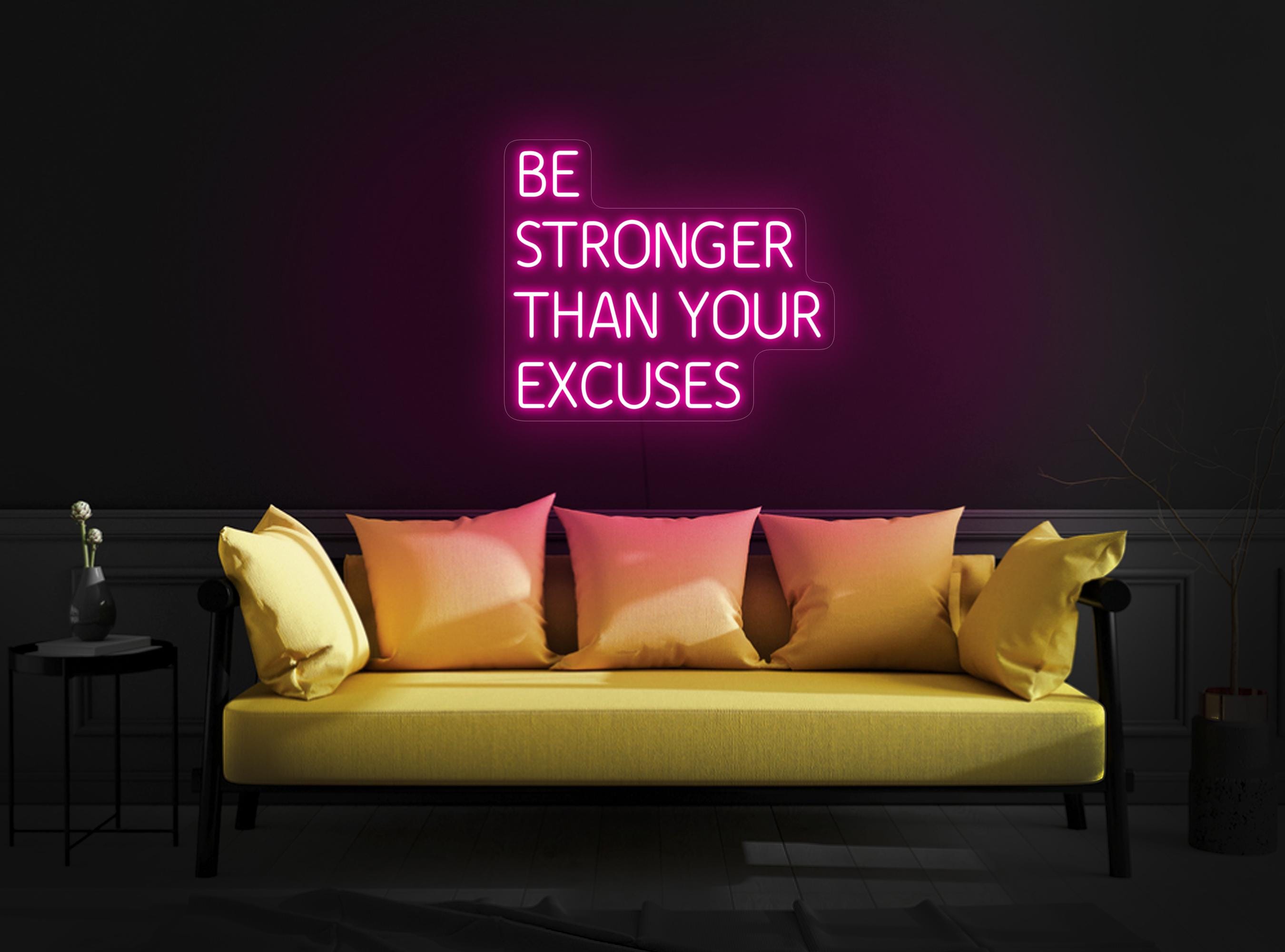 Be Stronger Than Your Excuses Neon Sign, Gym Neon Sign, Motivational Neon Sign, Gym Gift Ideas, Fitness Workout Neon, Gym Wall Art Decor