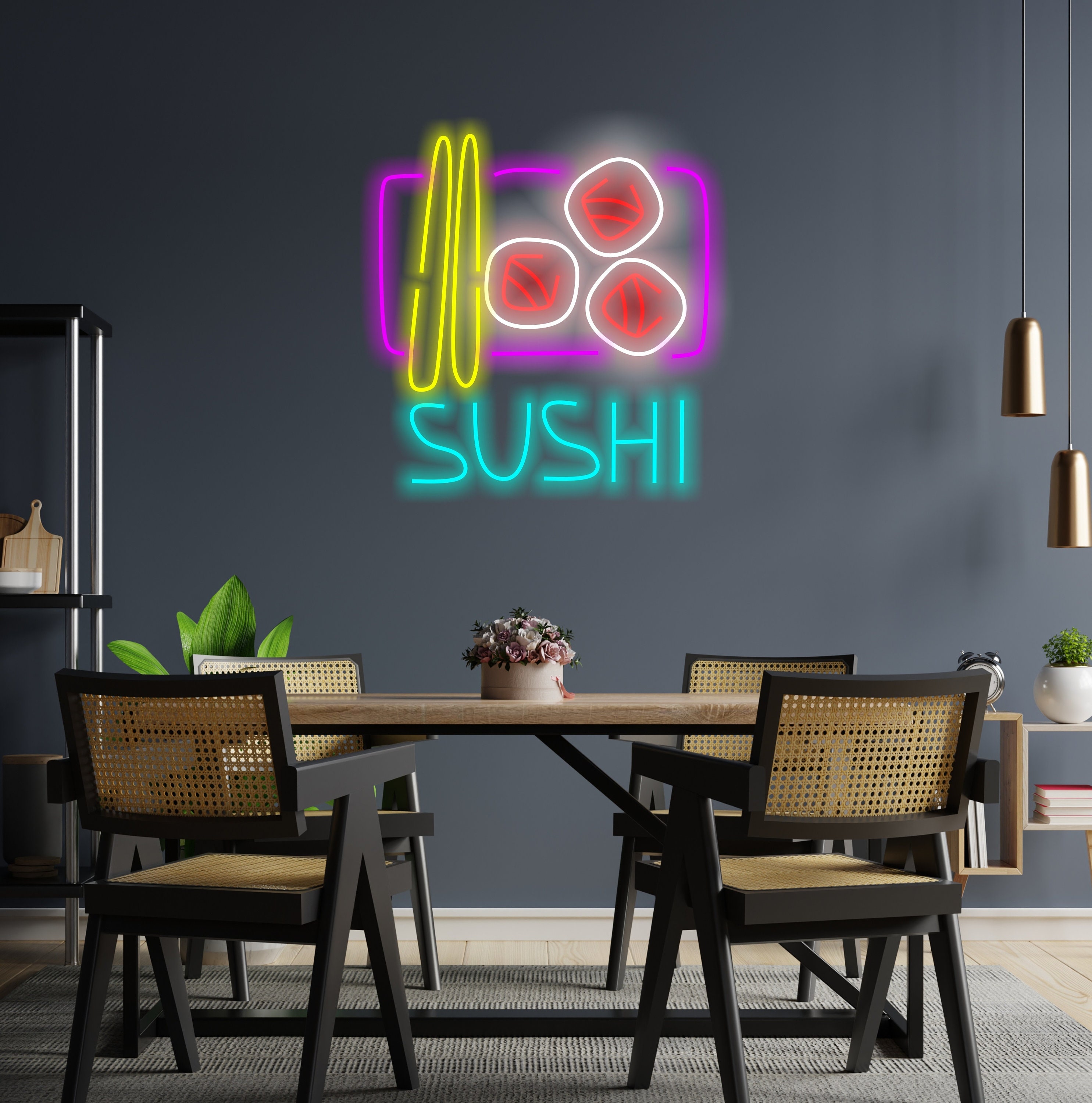 Sushi Neon Sign, Neon Sushi Bar Decor, Sushi Roll Neon Advertisement, Sushi Led Sign, Sushi Neon Art, Neon Sushi Roll Sign