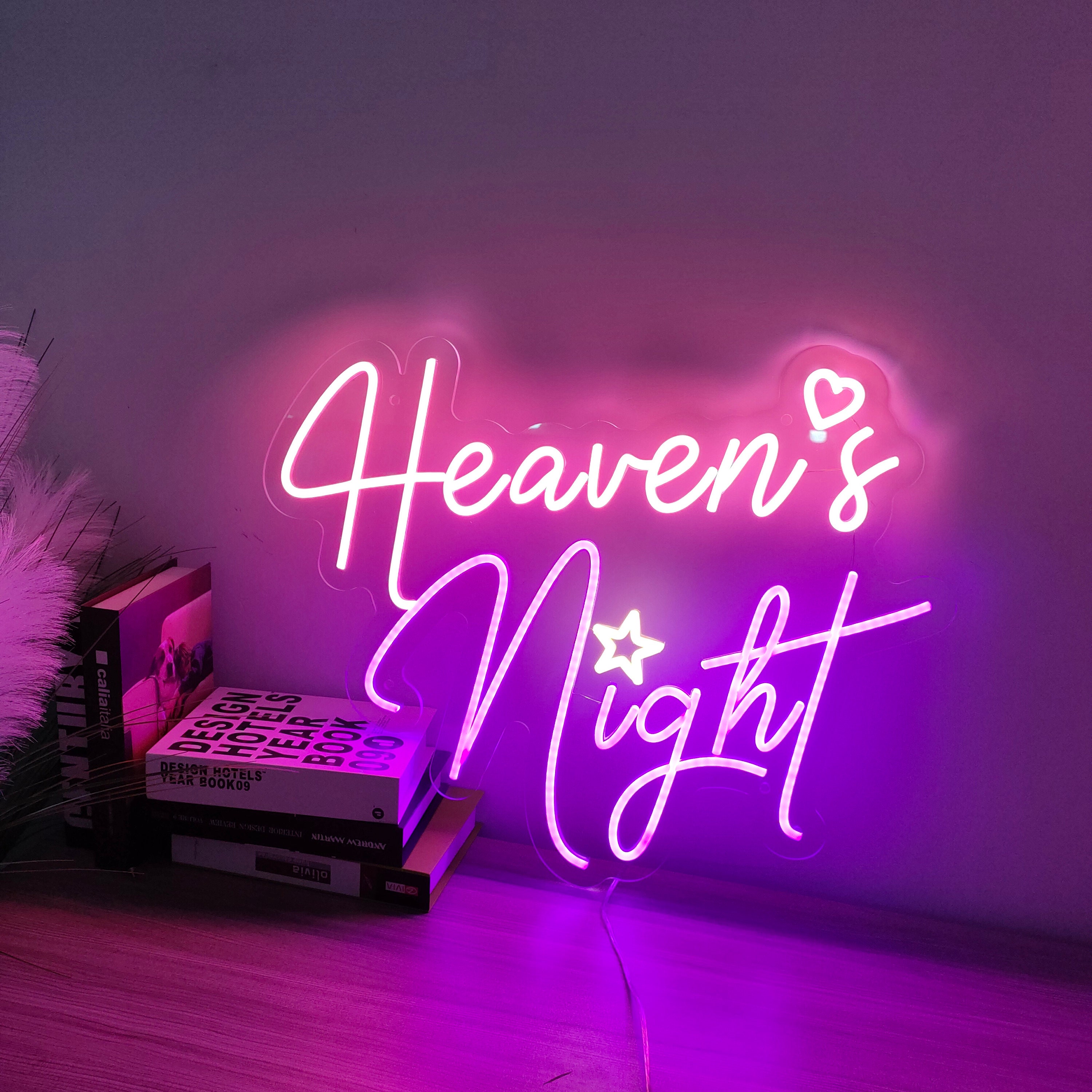 Heaven's Night Neon Sign | Custom Neon Lights Sign | Wedding Neon Sign | Led Neon Sign Bedroom, Game Room Wall Decoration