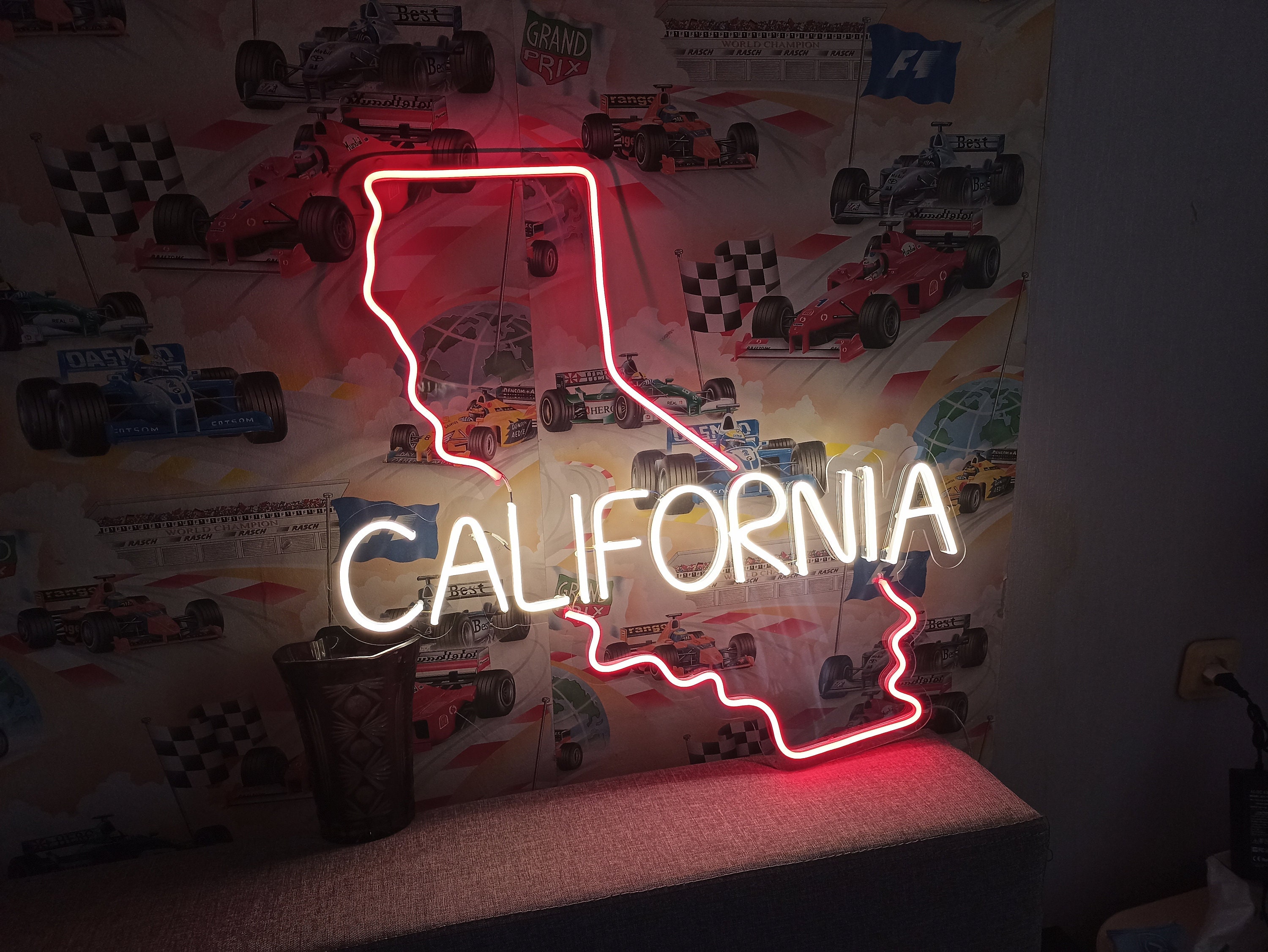 Neon Sign California State Map, Neon Map State Of California, California Map Neon, California Neon Sign, American Map State Neon Sign