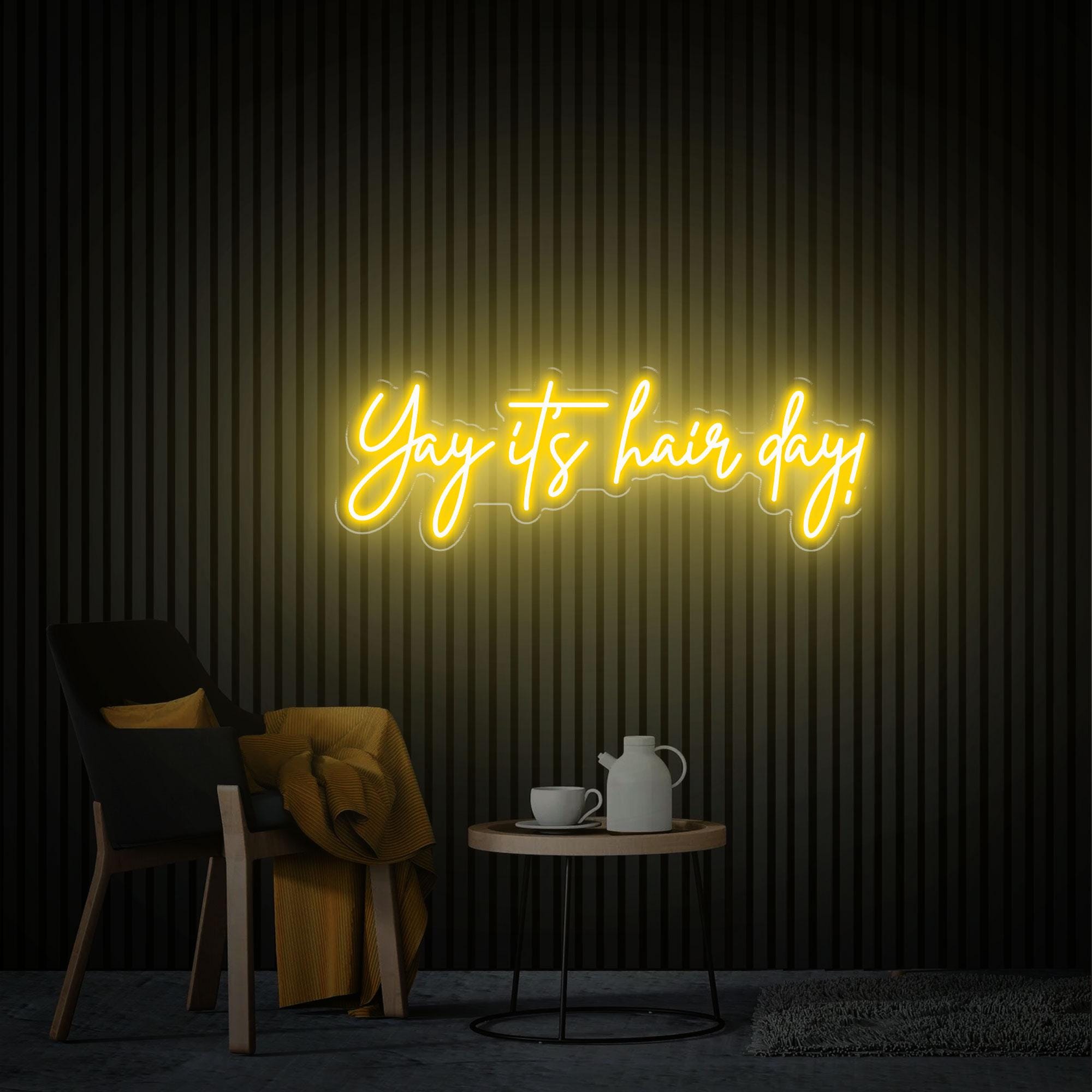 Yay It's Hair Day Neon Sign, Hair Salon Neon Art, Beauty Salon Decor, Barber Shop Wall Decor, Custom Neon Sign, Hair Studio Light Sign