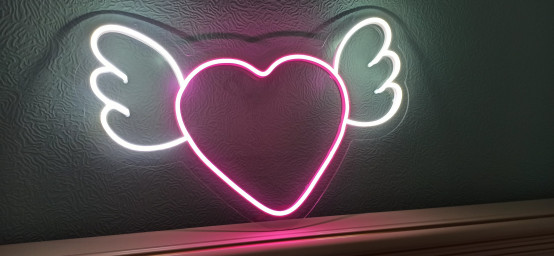 Heart With Wings Neon Sign, Lover Gift Neon Sign, Gift For Her Neon Sign