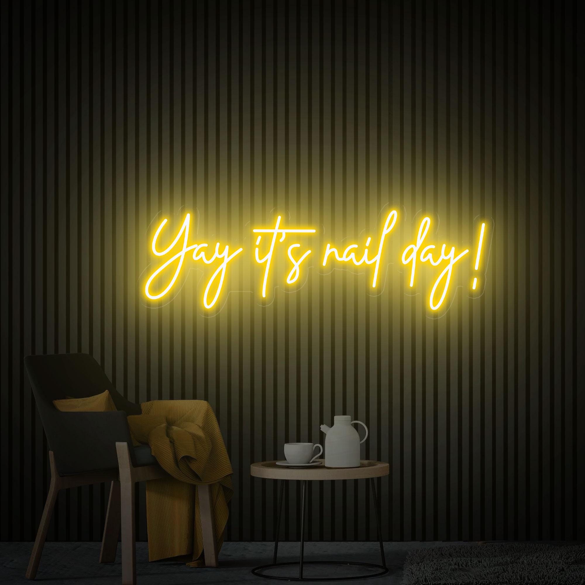 Yay It's Nail Day Neon Sign, Custom Salon Logo Nail Wall Art, Beauty Salon Decor, Nail Led Sign, Custom Glow Business Sign Personalized Gift