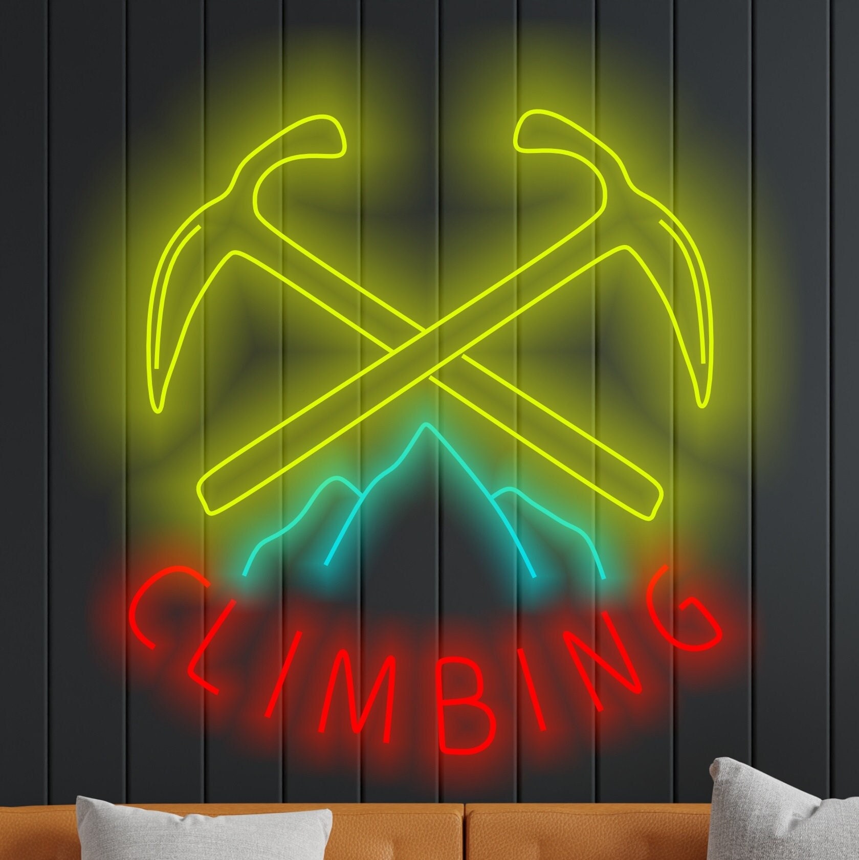 Сlimbing Logo Neon Sign, Neon Sign For Rock Climbers, Neon Light For Climbing Enthusiasts, Climber's Neon Sign, Neon For Rock Climbing Fans