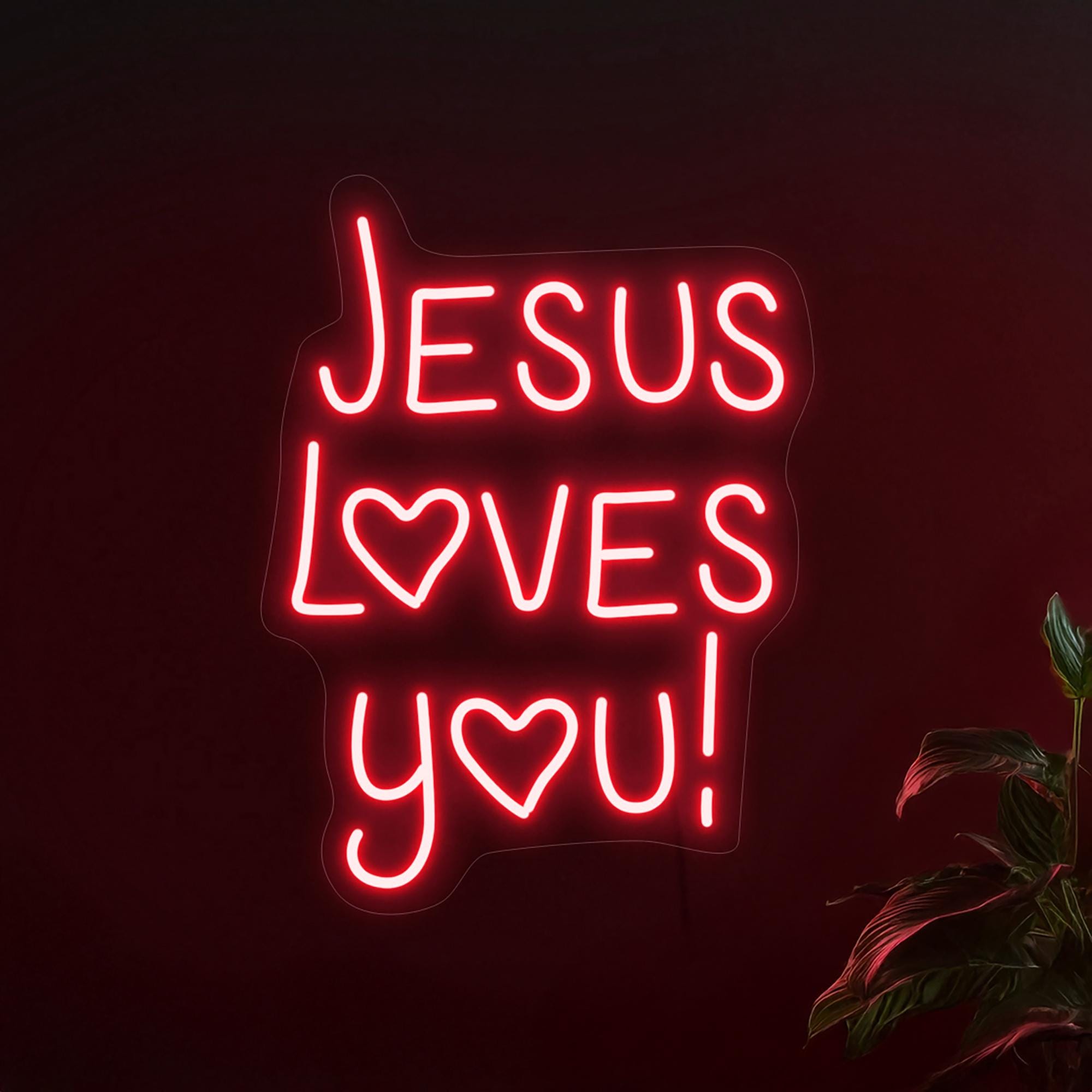 Jesus Loves You Neon Sign, Jesus Neon Sign, Jesus Loves You Sign, Christian Neon Sign, Jesus Lover Gift, Christian Decor, Jesus Art Decor