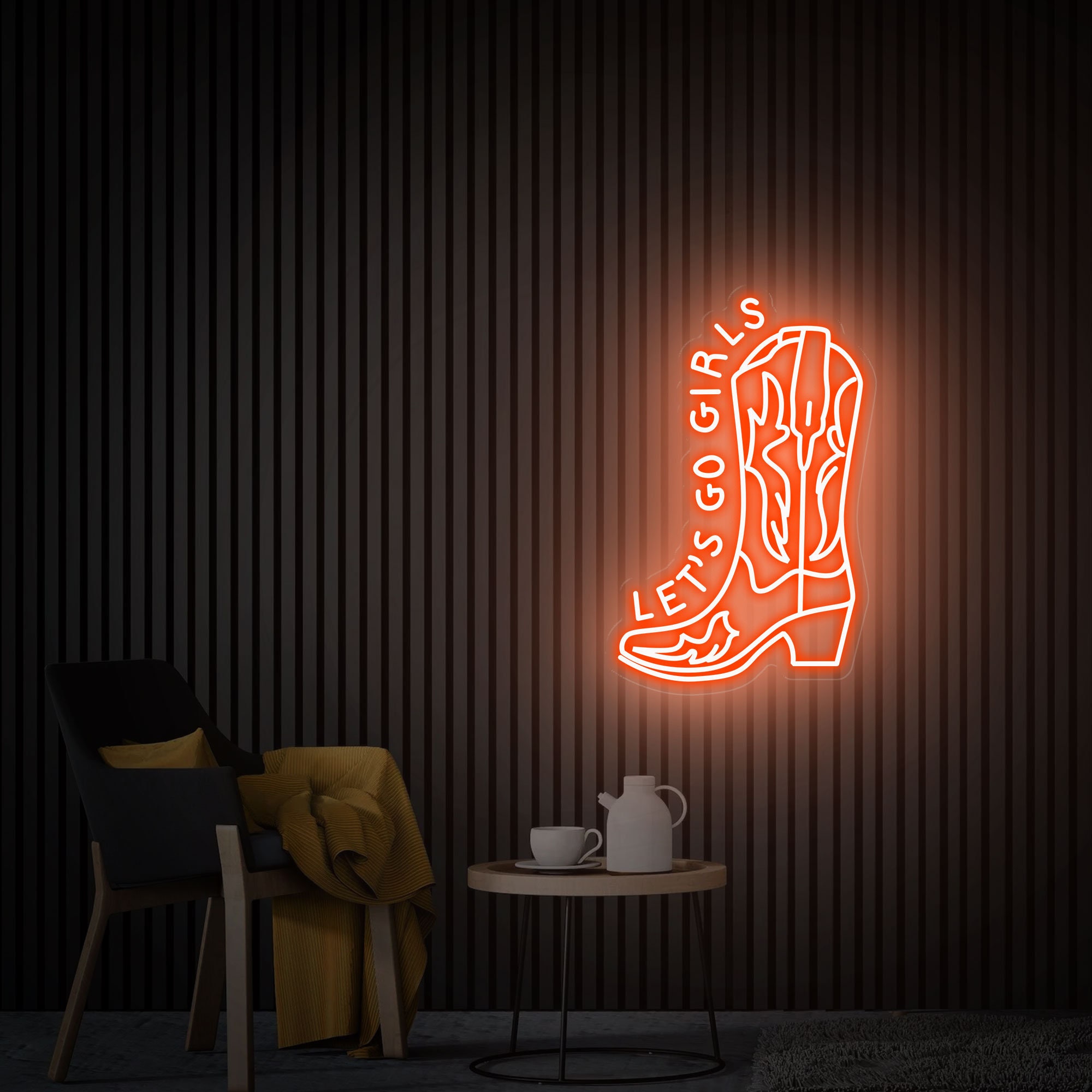 Cowboy Boot Neon Sign, Let's Go Girls Cowboy Shoe Led Sign, Western Neon Light, Custom Bar Neon Sign, Custom Wall Cowboy Decor Led Light