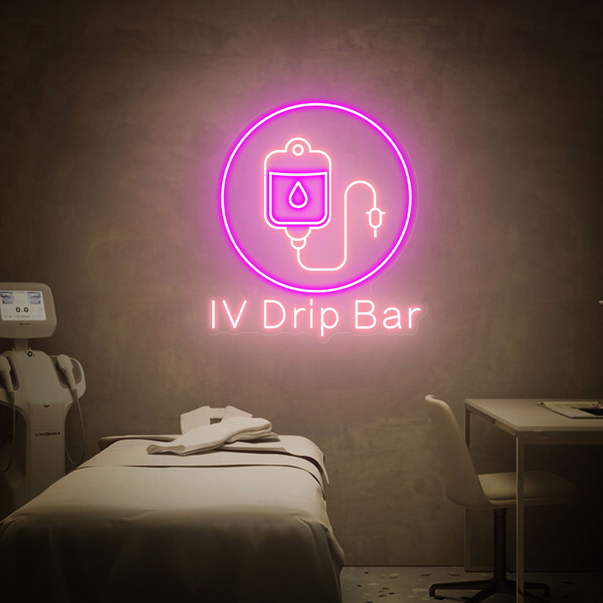 IV Drip Bar Neon Sign, IV Therapy Led Light Sign, Beauty Salon Decor, Custom Neon Sign, Neon Wall Art, Nurse Injector Wall Art Medspa Canva