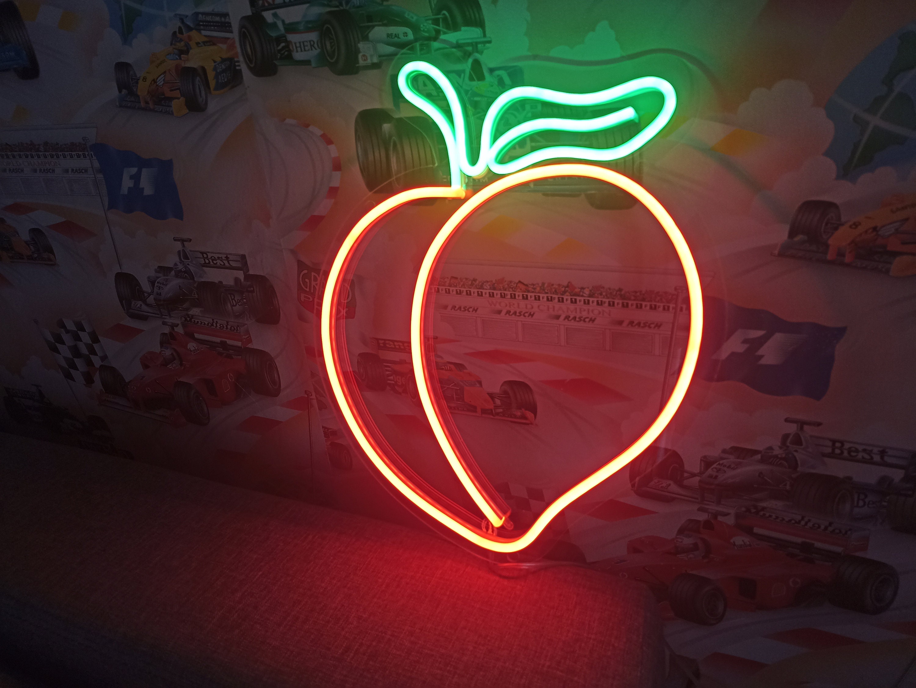 Neon Peach Sign, Peach Neon Light, Peach-Shaped Neon Sign, Fruit Neon Sign, Peach Neon Display, Neon Peach Sculpture, Neon Fruit Sign