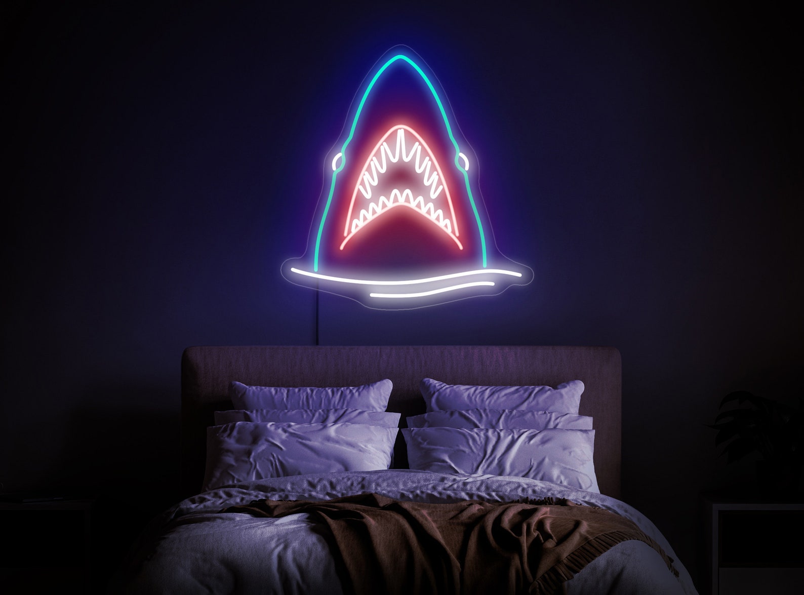 Shark Neon Sign, Jaws Neon Sign, Nautical Neon Sign, Fish Neon Sign, Sea Animal Neon Sign, Shark Wall Art, Shark Wall Decor