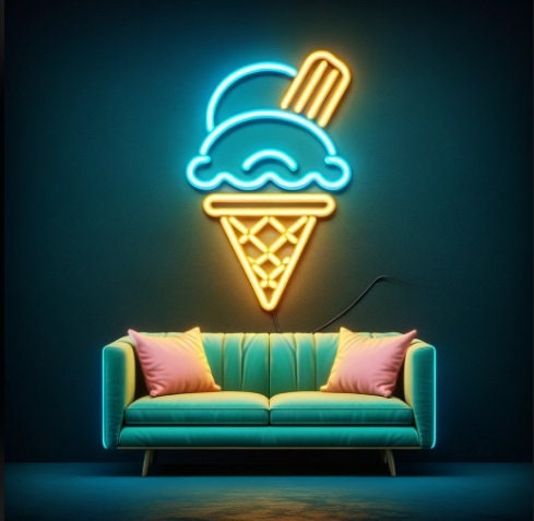 Ice Cream Led Neon Sign, Bar Neon Sign, Kitchen Neon Sign Wall Decor