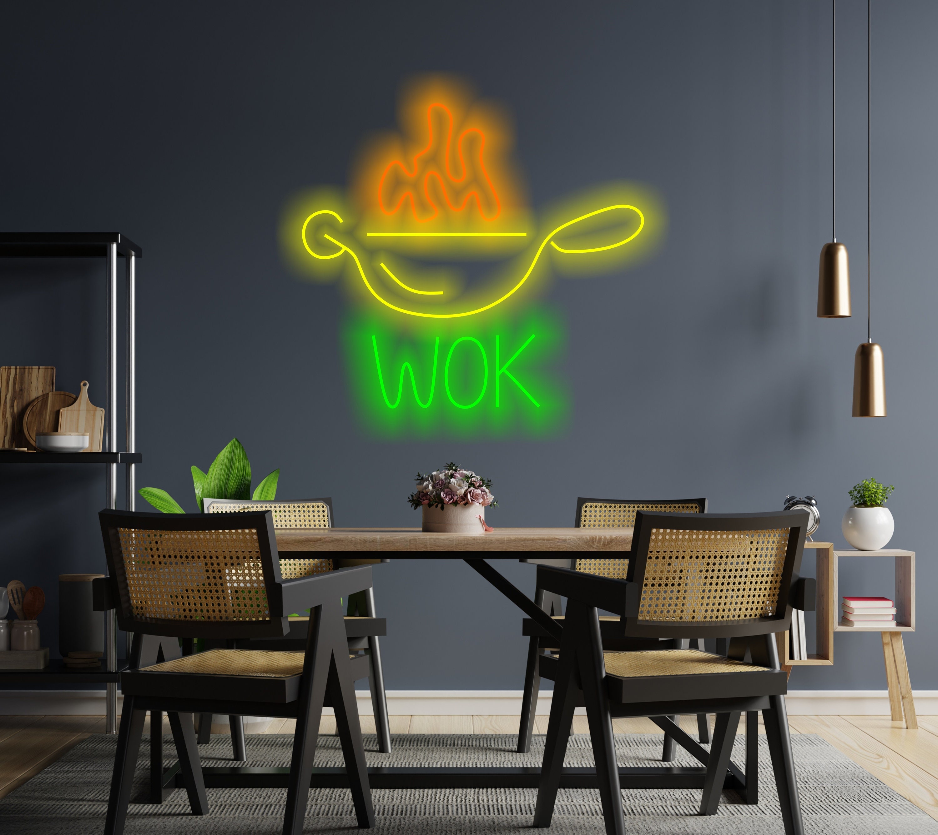 Neon Grill Pan Sign, Grill Neon Sign, Grill Menu Neon Sign, Frying Pan Neon Sign, Wok Menu Neon Sign, Street Food Neon Sign