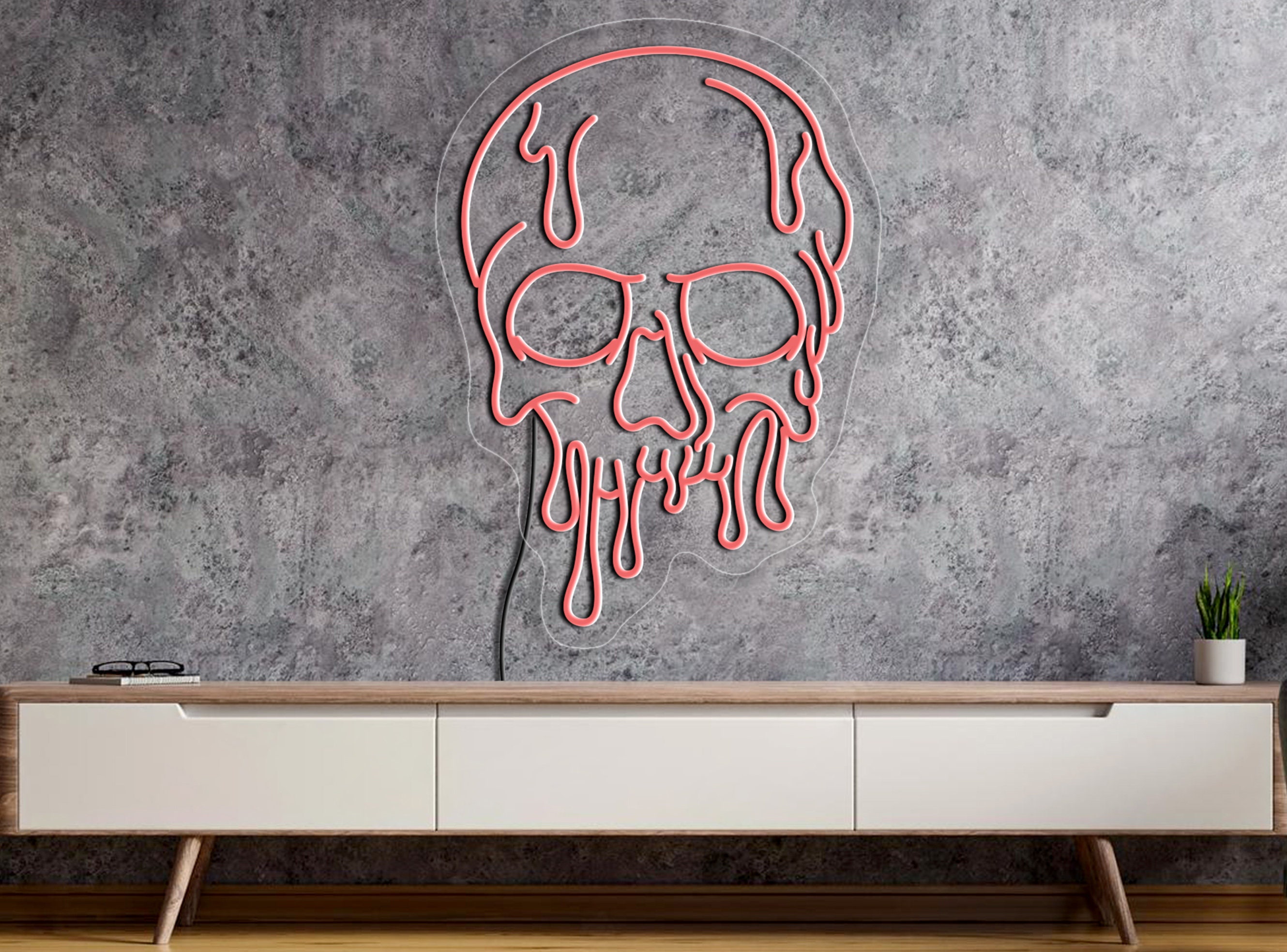 Skull Neon Sign, Dripping Skull Sign, Dripping Neon Sign, Skull Led Sign, Melting Skull Sign, Skeleton Neon, Skull Wall Decor,Skull Wall Art