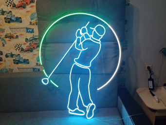 Neon Golf Sign, Neon Sign For A Golf Player Hitting A Golf Ball, Golf Game Neon Signs, Golf Led Neon Sign, Golf Ball Led Neon Sign