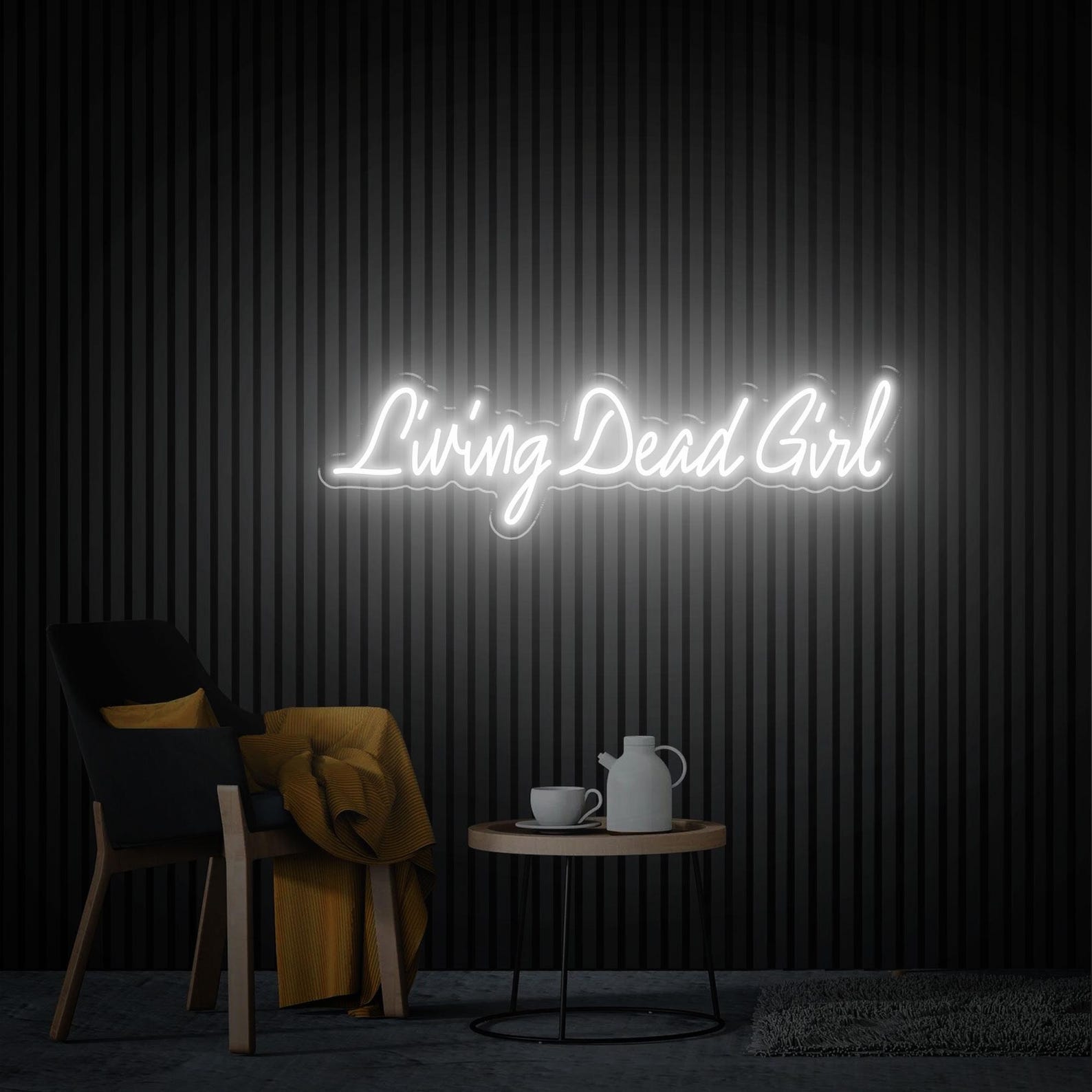 Living Dead Girl Neon Sign, Custom Goth Room Decor, Dark Humor Led Light Sign, Goth Style Bedroom Decoration, Gothic Birthday Gift