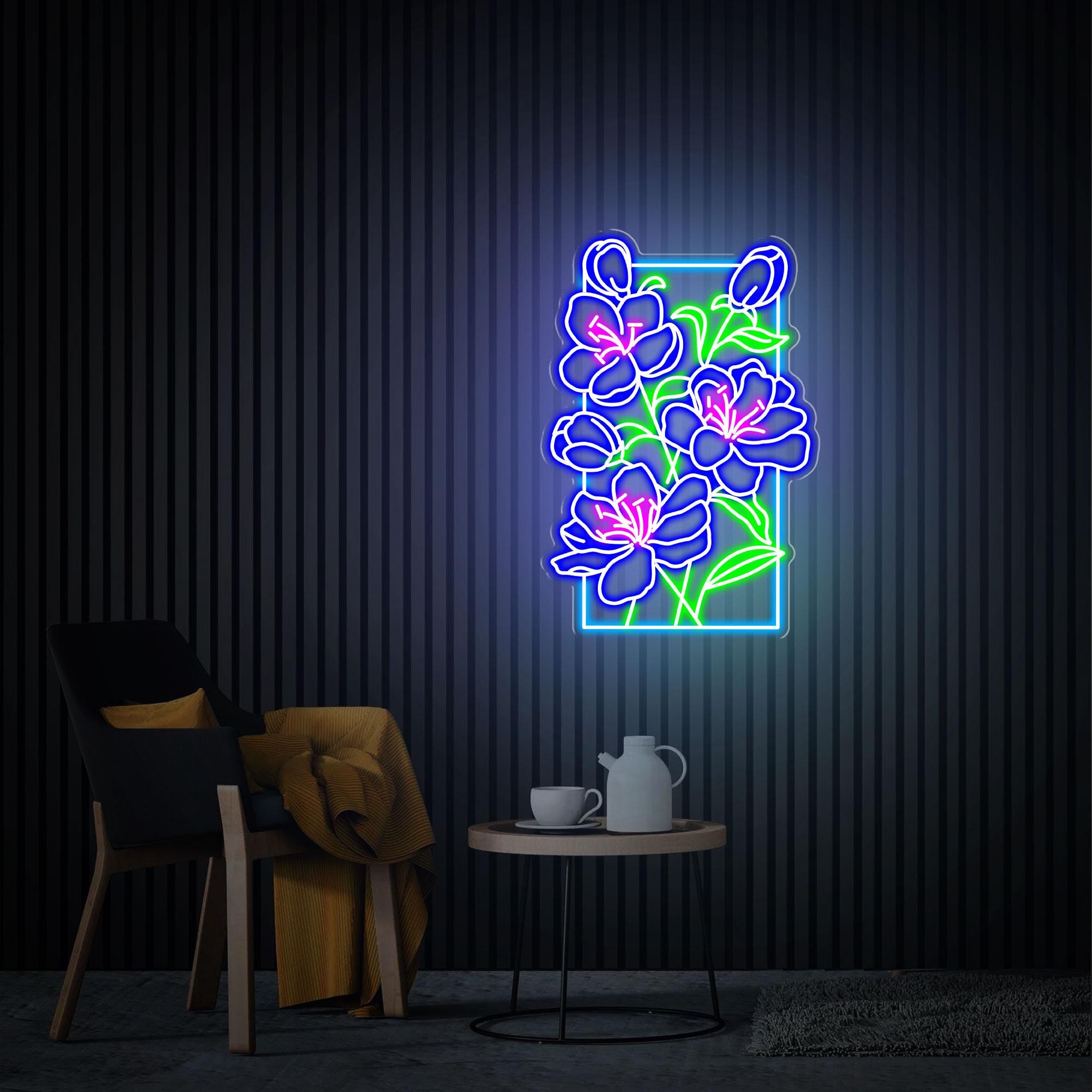 Flower Neon Sign, Flower Led Neon Light Dimmable, Custom flower Neon Sign Gift for Her, Home Bedroom Neon Wall Art Decor Housewarming Gifts