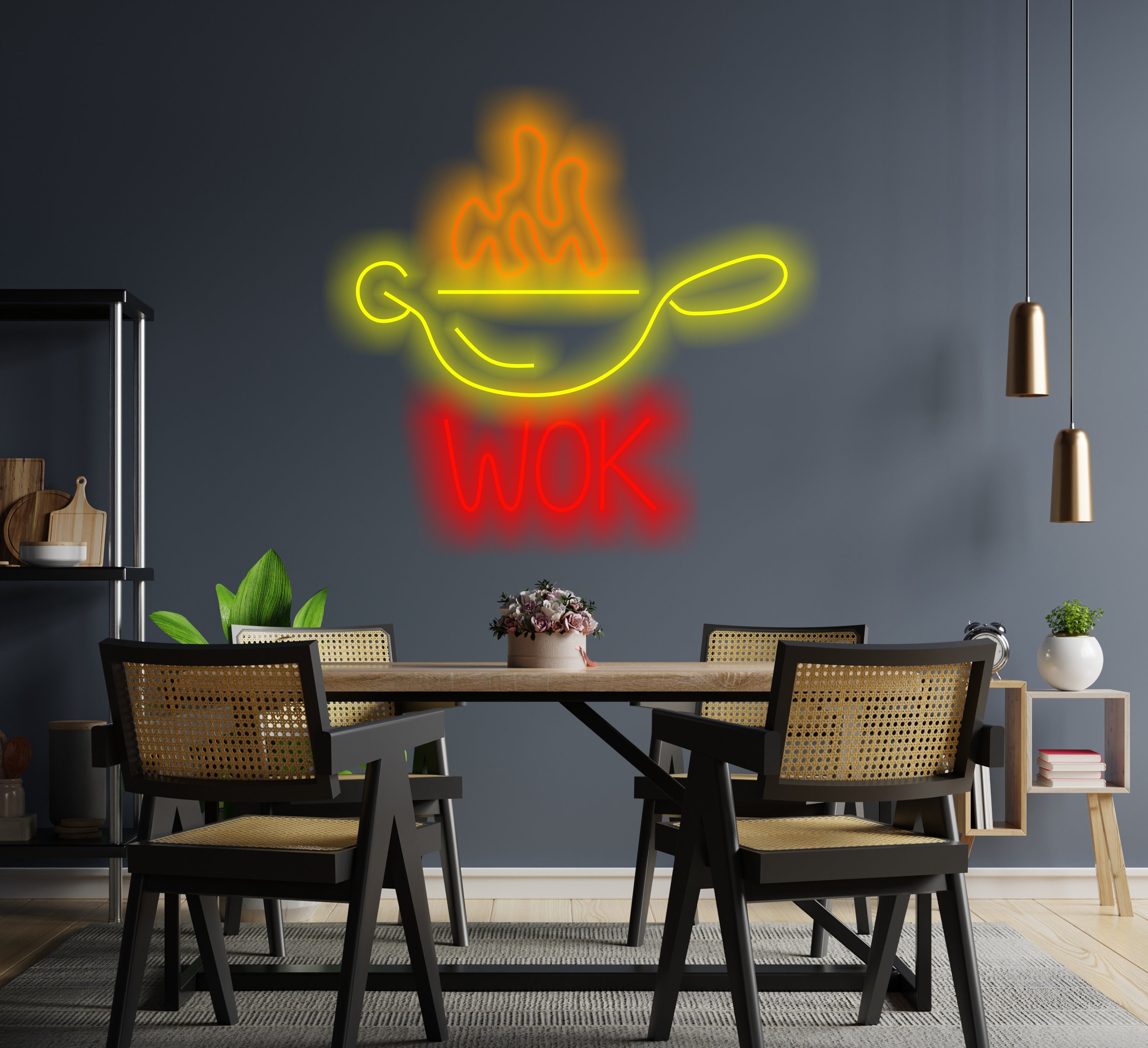 Neon Grill Pan Sign, Grill Neon Sign, Grill Menu Neon Sign, Frying Pan Neon Sign, Wok Menu Neon Sign, Street Food Neon Sign
