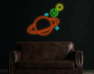 Planet Led Neon Sign, Saturn Planet Neon Sign, Planet Galaxy Neon Signs, Space Led Neon Sign, Custom Saturn Led Decor