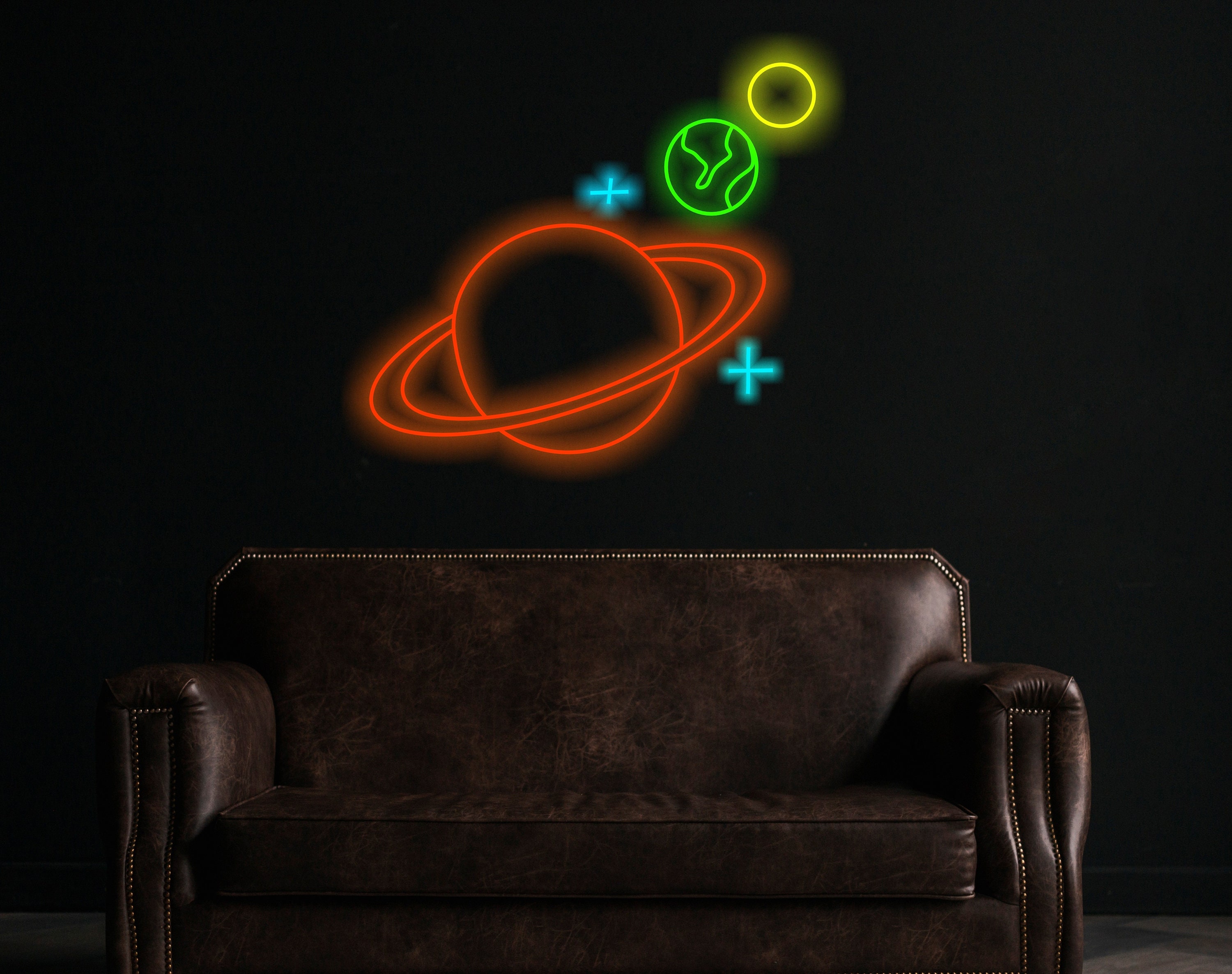 Planet Led Neon Sign, Saturn Planet Neon Sign, Planet Galaxy Neon Signs, Space Led Neon Sign, Custom Saturn Led Decor