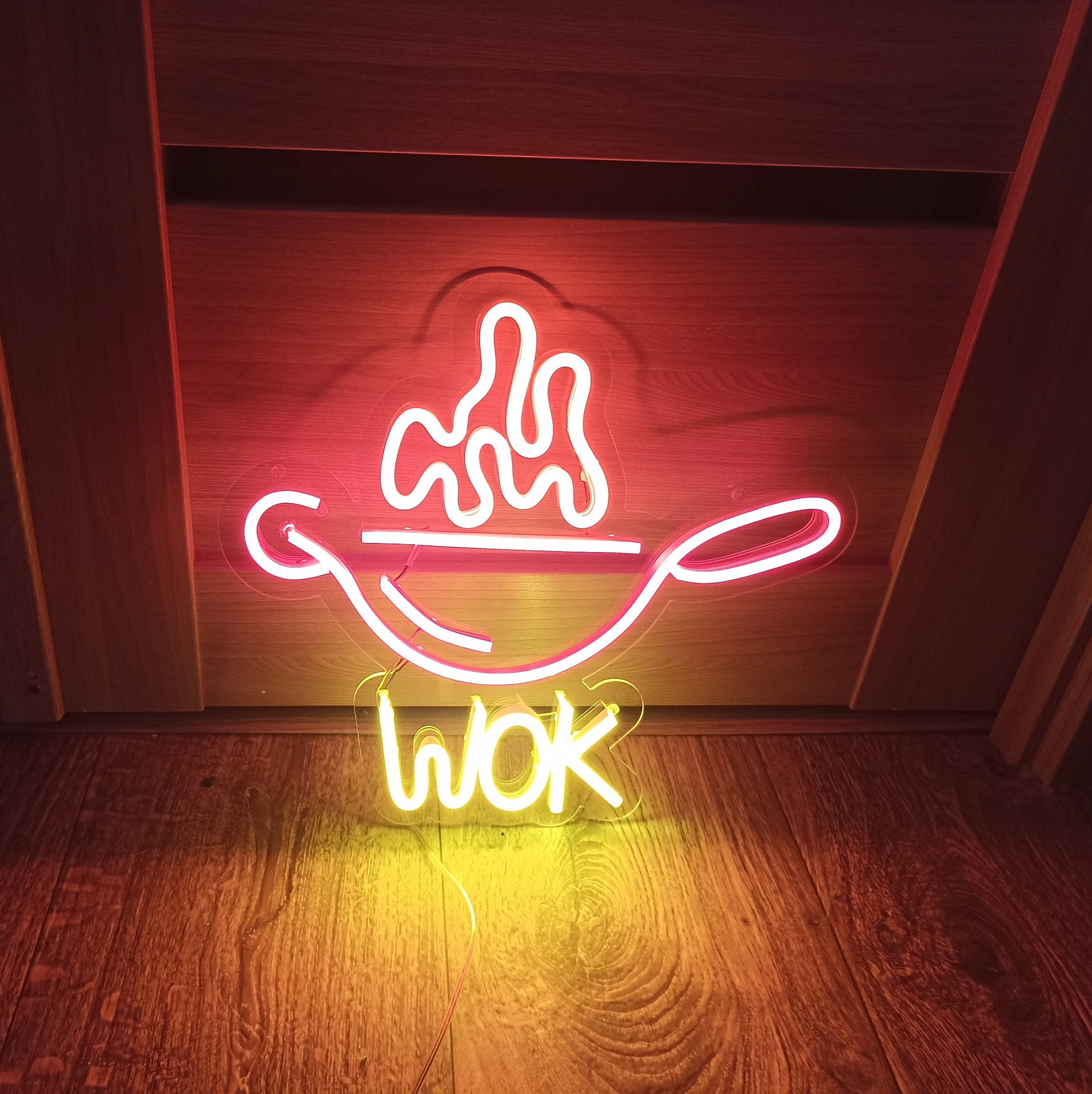 Neon Grill Pan Sign, Grill Neon Sign, Grill Menu Neon Sign, Frying Pan Neon Sign, Wok Menu Neon Sign, Street Food Neon Sign