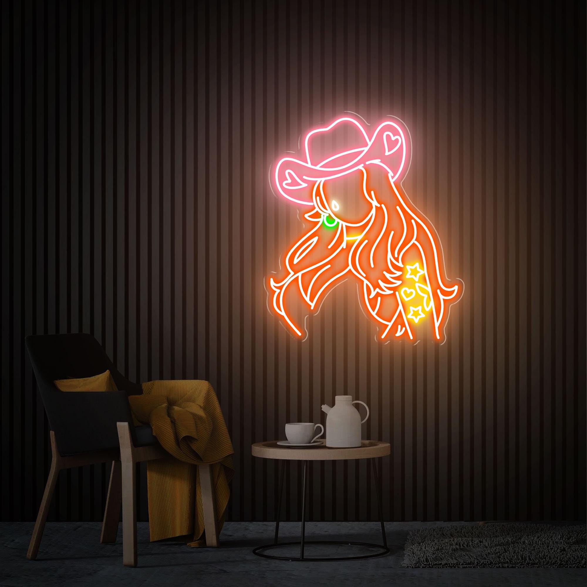 Cowgirl Neon Sign, Cowgirl Wall Decor, Girl in Hat Sign Bedroom Decor, Custom Woman Neon Sign, Bar Decor Sign Best Gifts for Her