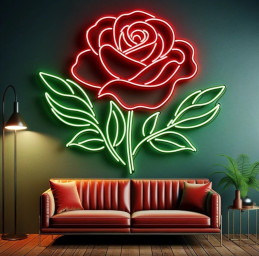 Flower Neon Sign, Rose Neon Sign, Rose Flower Neon Sign, Gifts For Her, Unique Hand Crafted, Gift For Her Neon