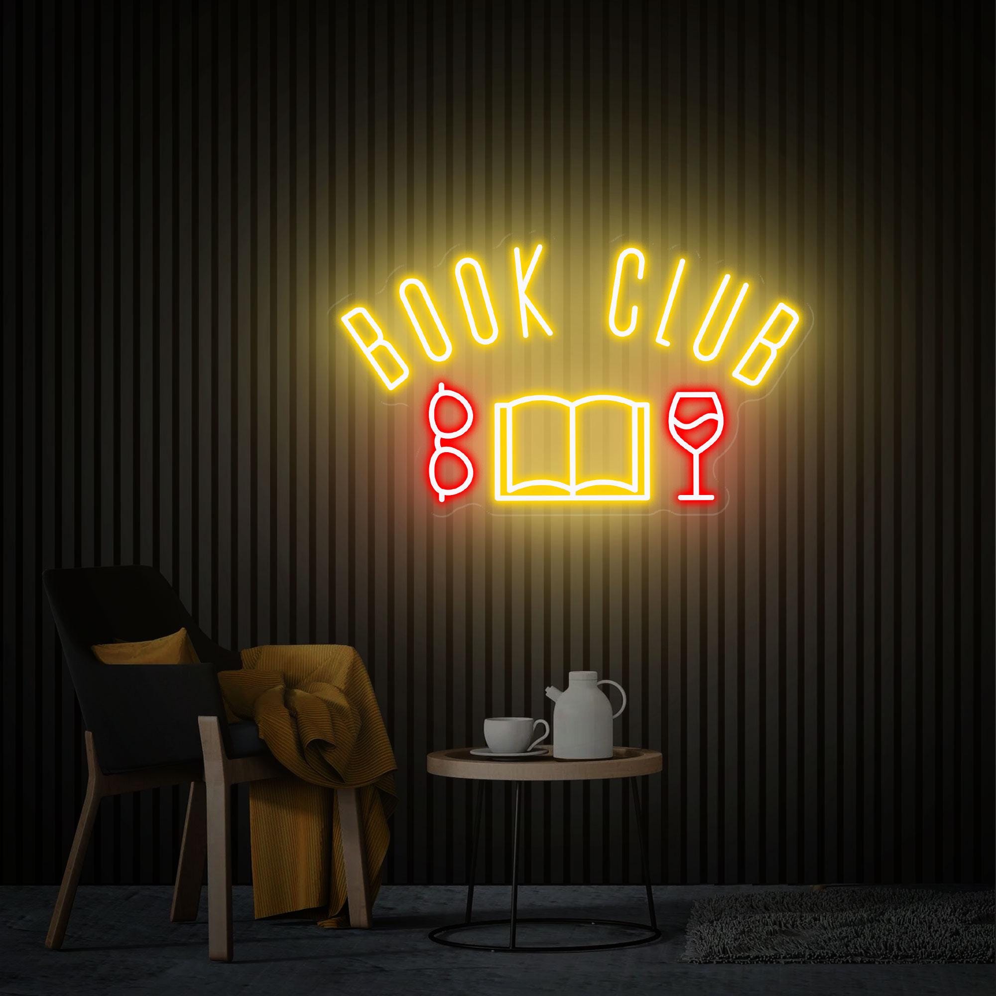 Book Club Neon Sign, Custom LED Neon Sign For Party, Neon Light Dining Room Wall Decor Art, Housewarming Party Gift LED Light