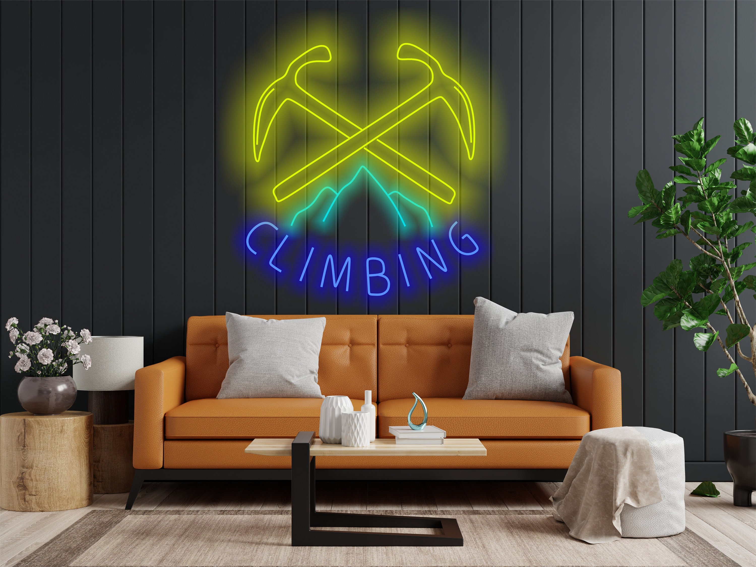 Сlimbing Logo Neon Sign, Neon Sign For Rock Climbers, Neon Light For Climbing Enthusiasts, Climber's Neon Sign, Neon For Rock Climbing Fans