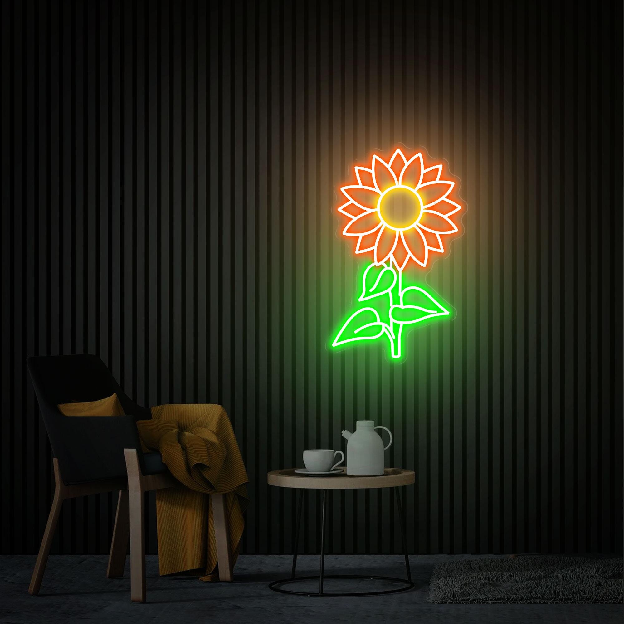 Sunflower Neon Sign, Sunflower Led Neon Light, Custom flower Neon Sign Gift for Her, Home Bedroom Decor, Wall Art Decor, Personalized Gifts