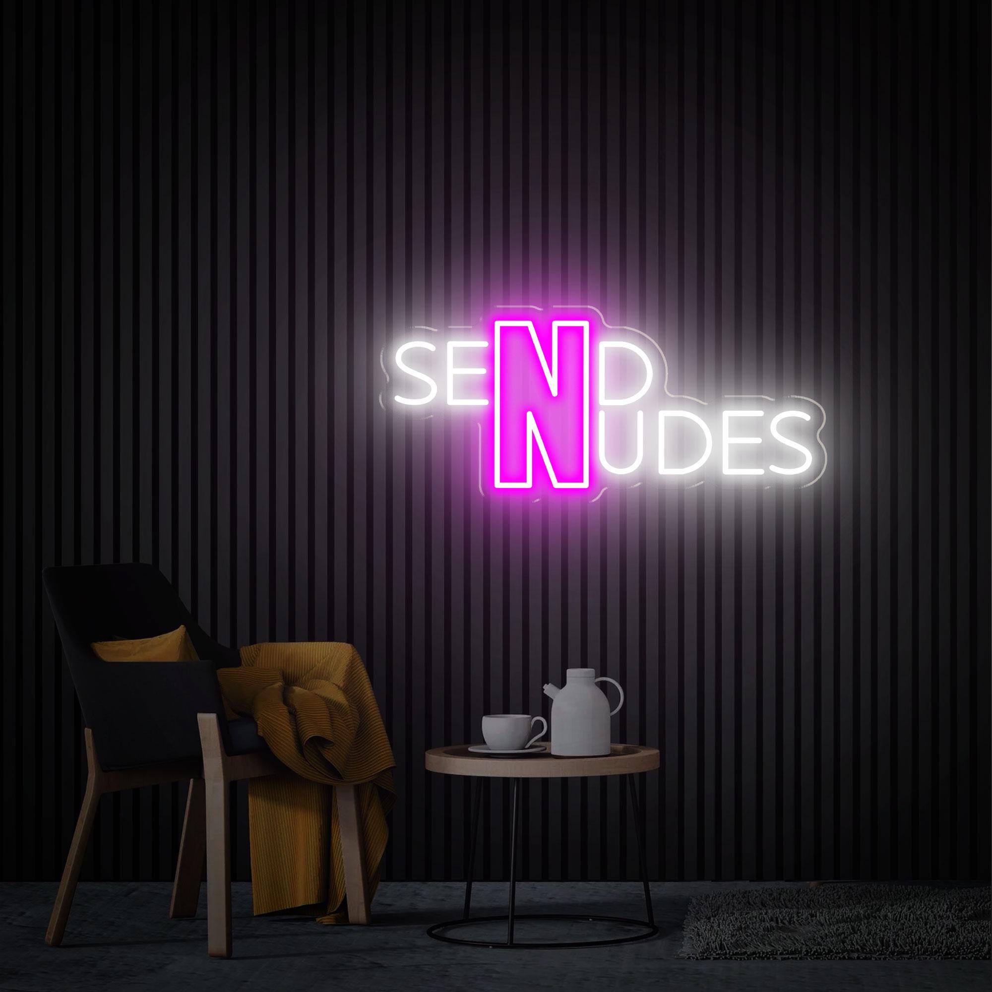 Send Nudes Neon Sign, Handmade Gifts Bedroom Neon Sign, Personalized Neon Light Sign for Wall Neon Light Home Decor Party Bar Wall Art