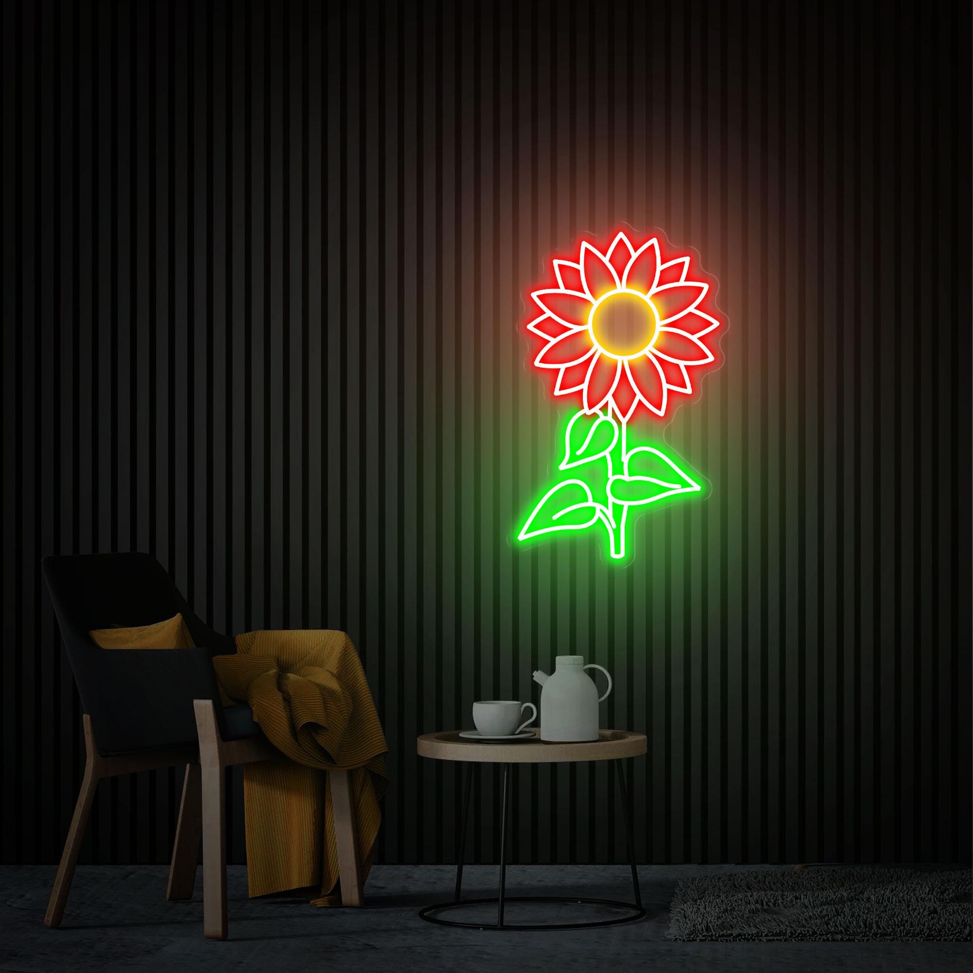 Sunflower Neon Sign, Sunflower Led Neon Light, Custom flower Neon Sign Gift for Her, Home Bedroom Decor, Wall Art Decor, Personalized Gifts