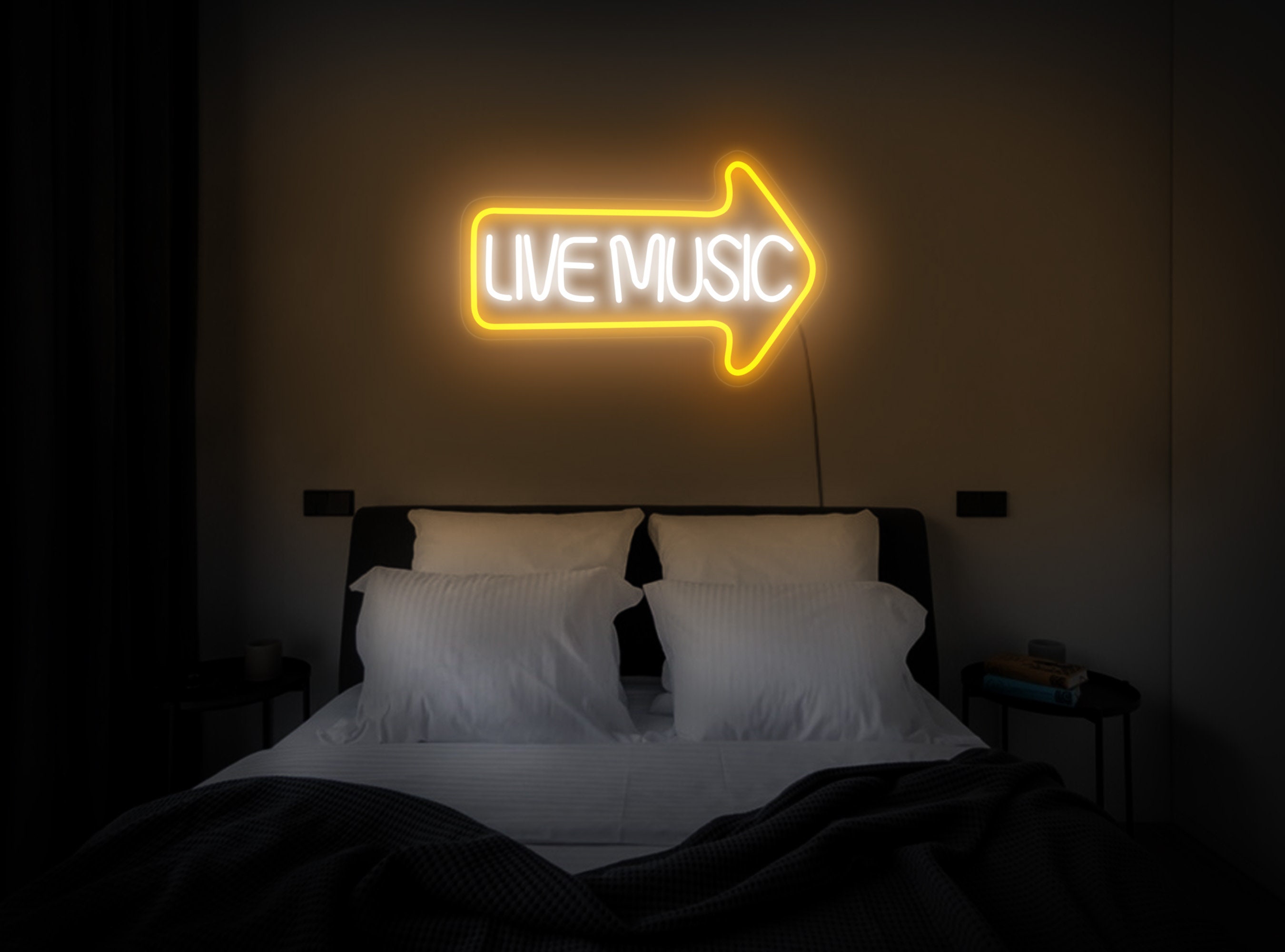 Live Music Neon Sign, Live Music Led Sign, Music Neon Sign, Music Room Sign, Karaoke Neon Sign, Music Room Art Decor, Live Music Art Decor