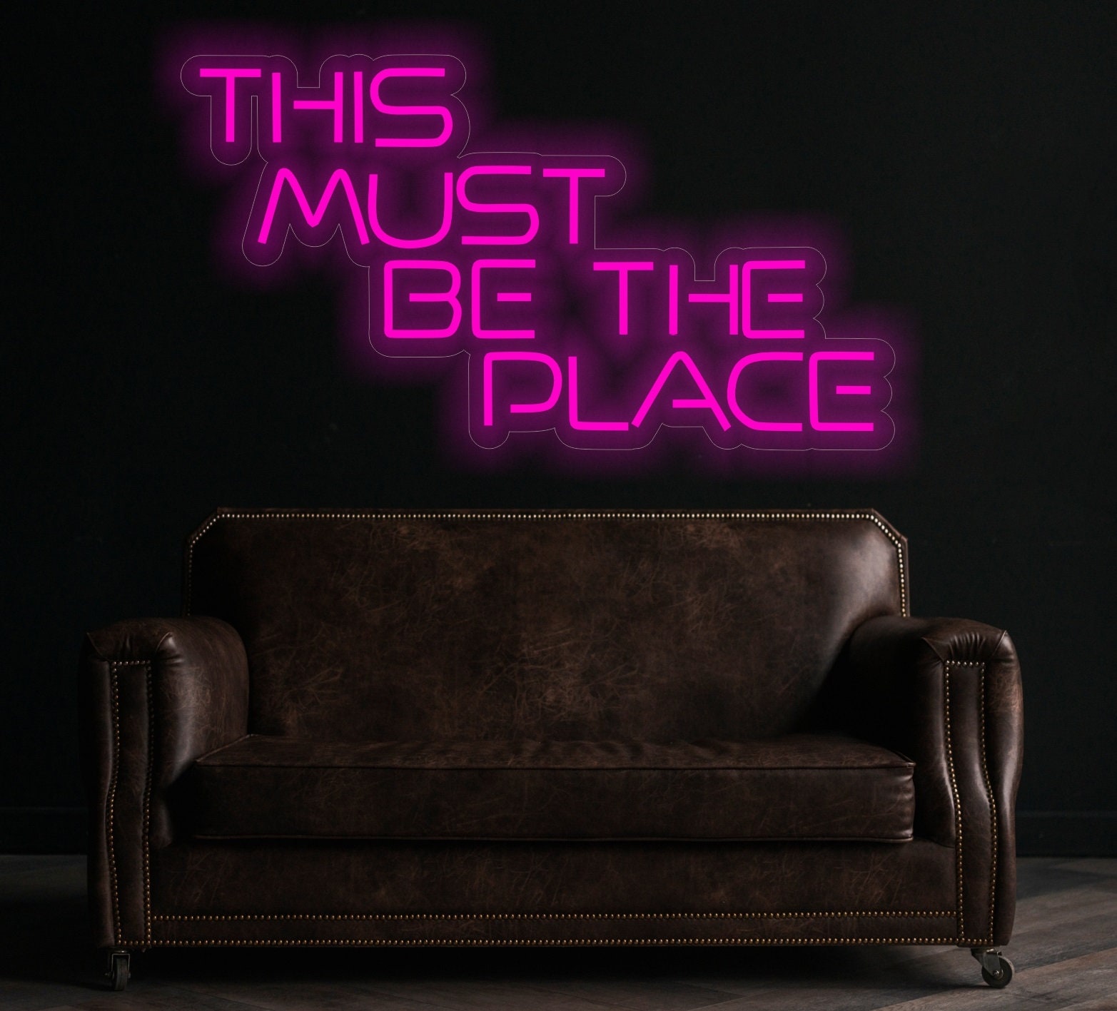 Neon Sign This Must Be The Place, Neon Sign Quote This Must Be The Place, Motivational Quote Neon Sign, Neon Sign Decor, Neon Sign Art