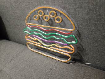 Burger Neon Sign, Cheeseburger Neon Sign, Personalized Neon, Light Up Letters, Kitchen Neon Sign
