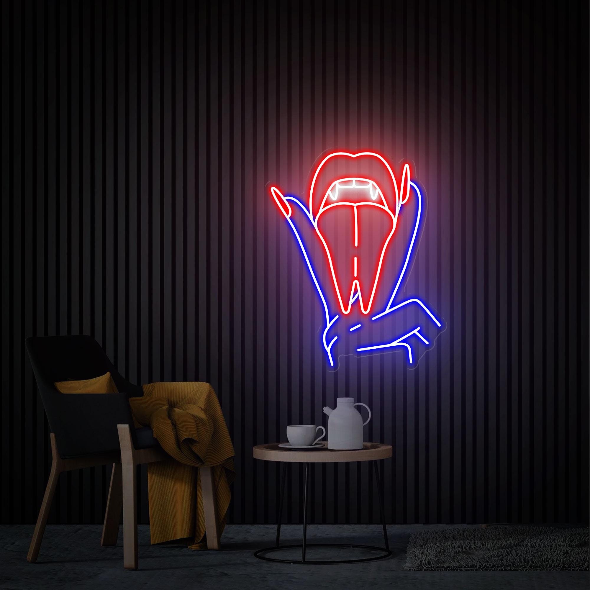 Lips & Tongue Neon Sign, Custom Neon Sign, Wall Decor Tongue Wall Art, Mouth Wall Decor, Lips Wall Decor Bedroom Neon Sign Personalized Gift