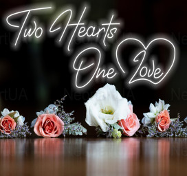 Two Heart One Love Non Sign, Wedding Custom Neon Sign, Wedding Decor Sign, Wall Decor, Quotes From Neon Sign, Wedding Light Sign, Custom