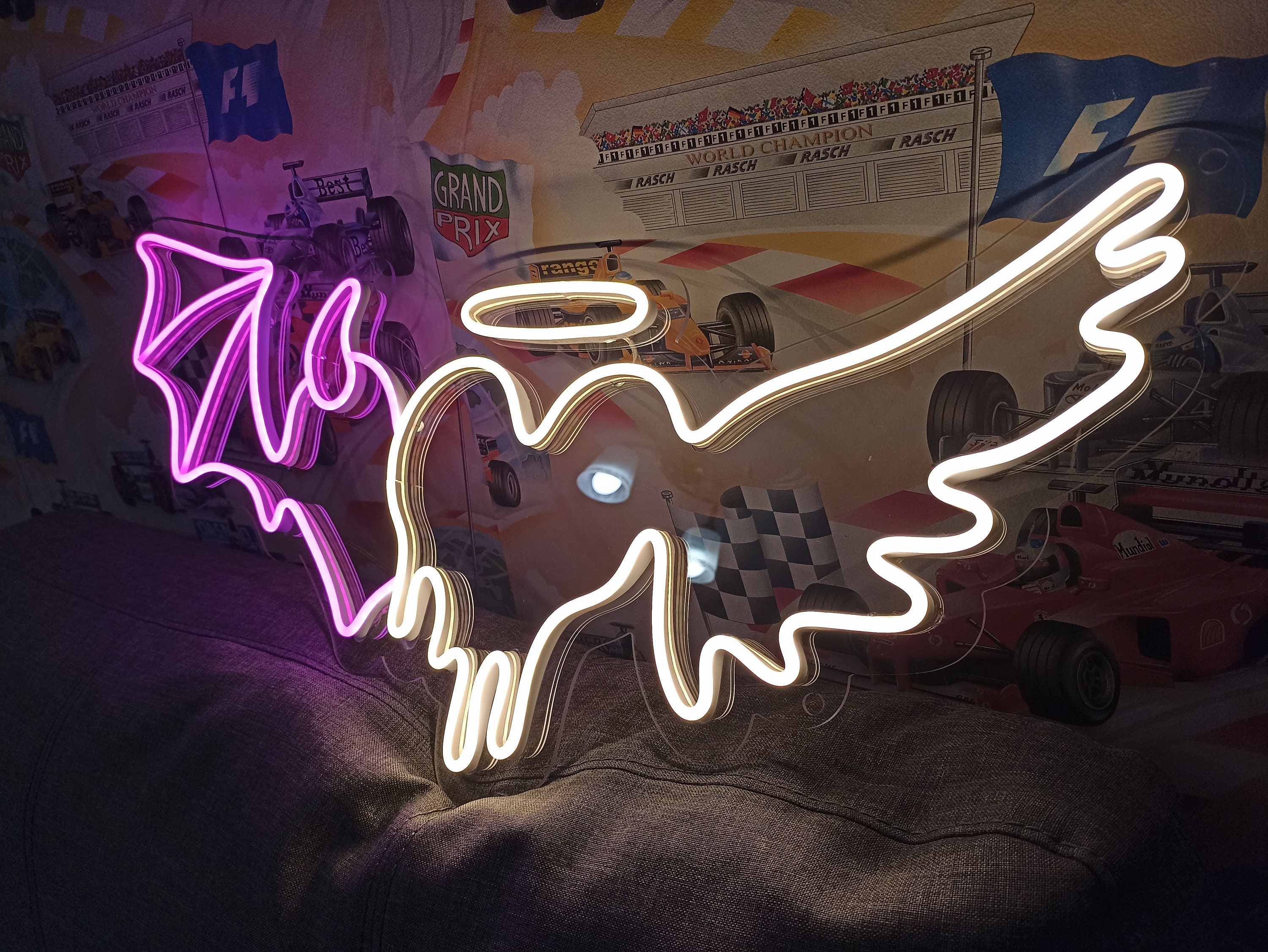 Neon Sign Angel Demon Heart, Neon Sign Angel Demon Wings, Angel And Demon Neon Light, Angel Devil Heartwing