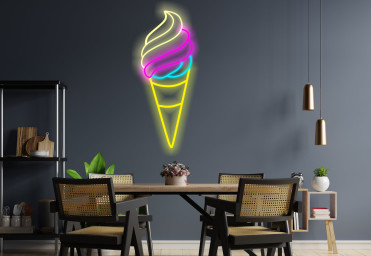 Neon Sign Ice Cream, Ice Cream Shop Sign, Ice Cream Shop Advertising, Neon Sign For Business, Ice Cream Shop Decor, Neon Ice Cream Cone Sign