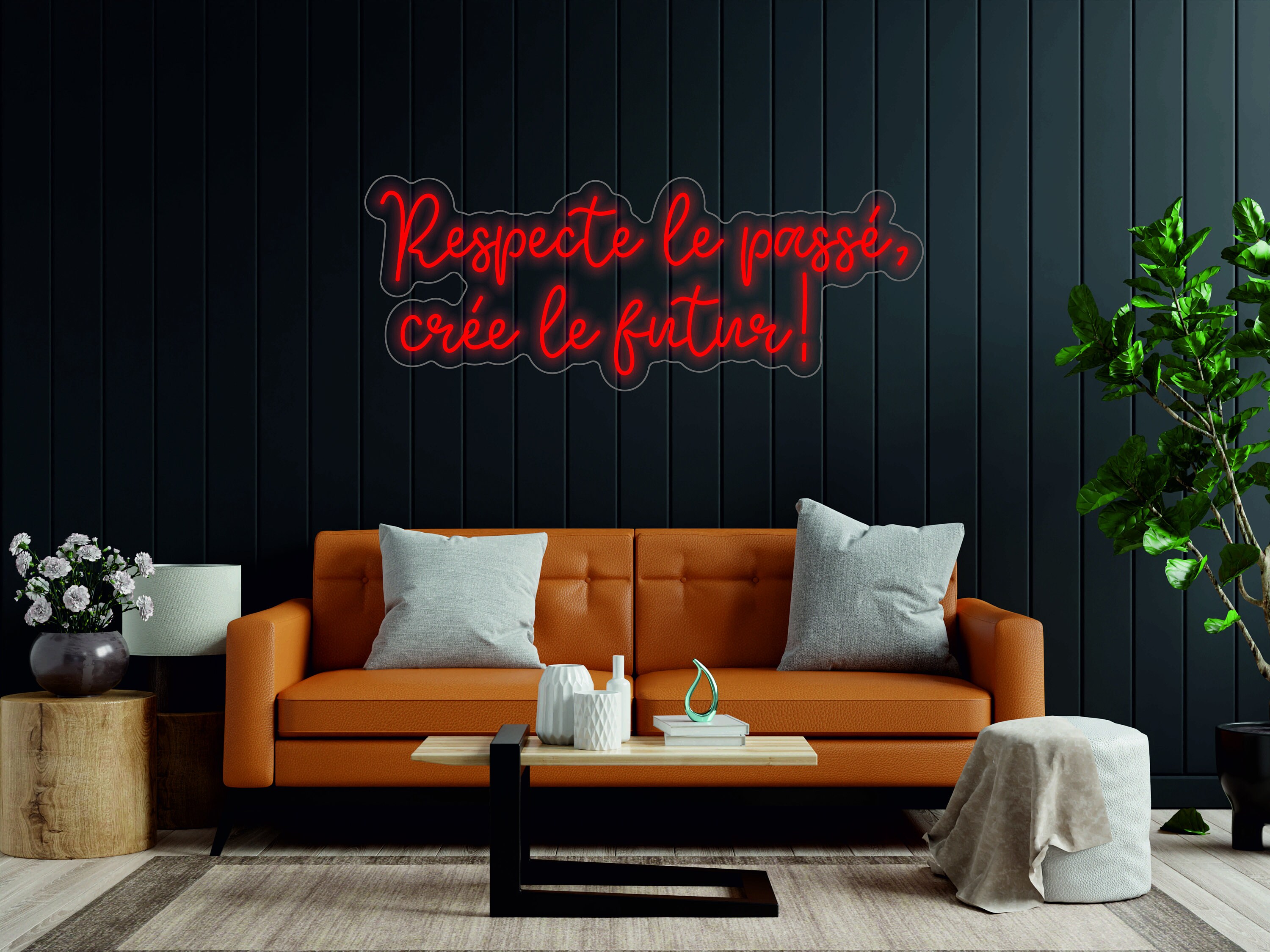 Respecte Le Passé, Crée Le Futur! - Led Light Neon Sign, French Expressions, Motivational Quotes Neon Sign