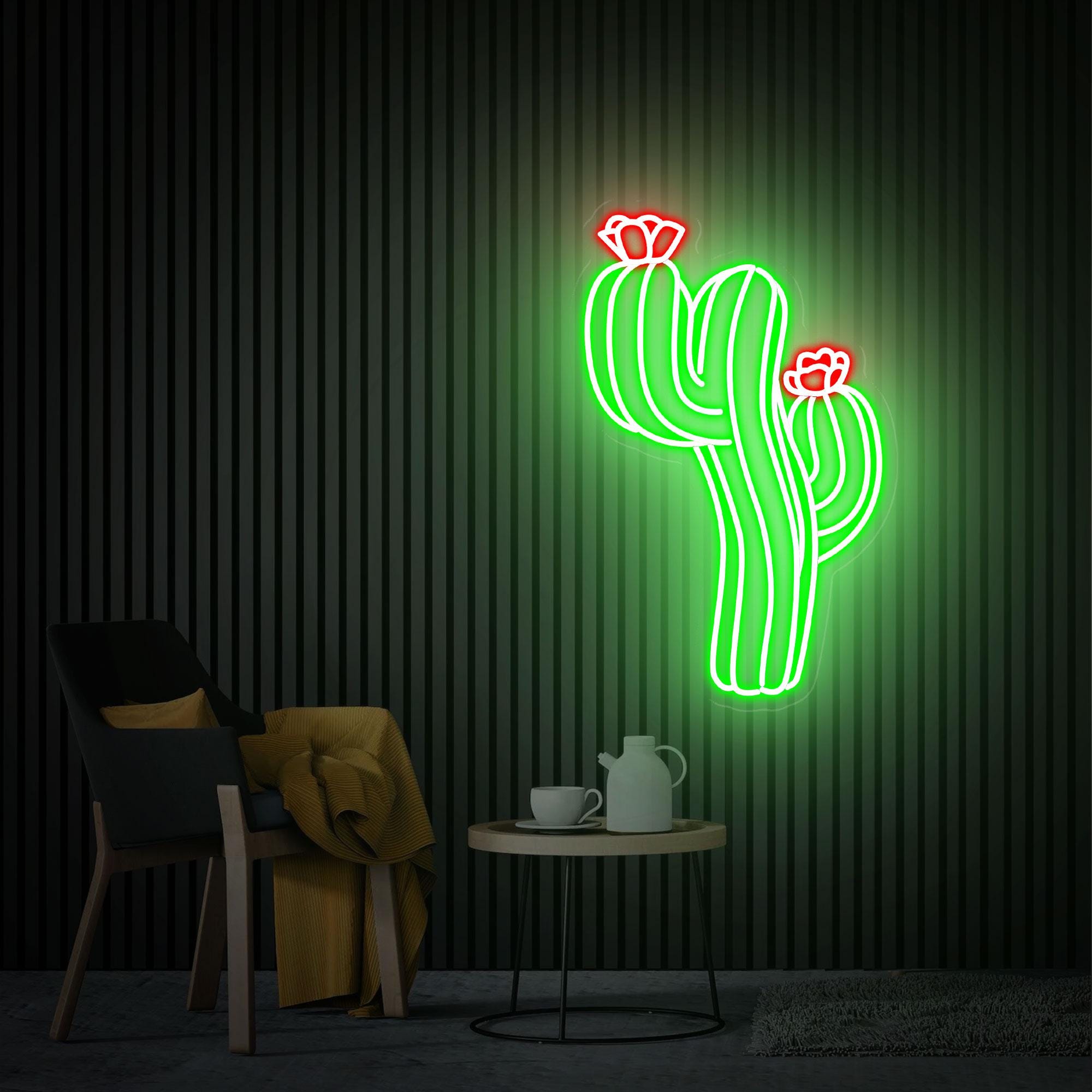Colorful Cactus Neon Led Sign, Custom Neon Sign, Game Room Decor, Neon Cactus Sign Art, Room Bar Pub Restaurant Decor, Personalized Gift