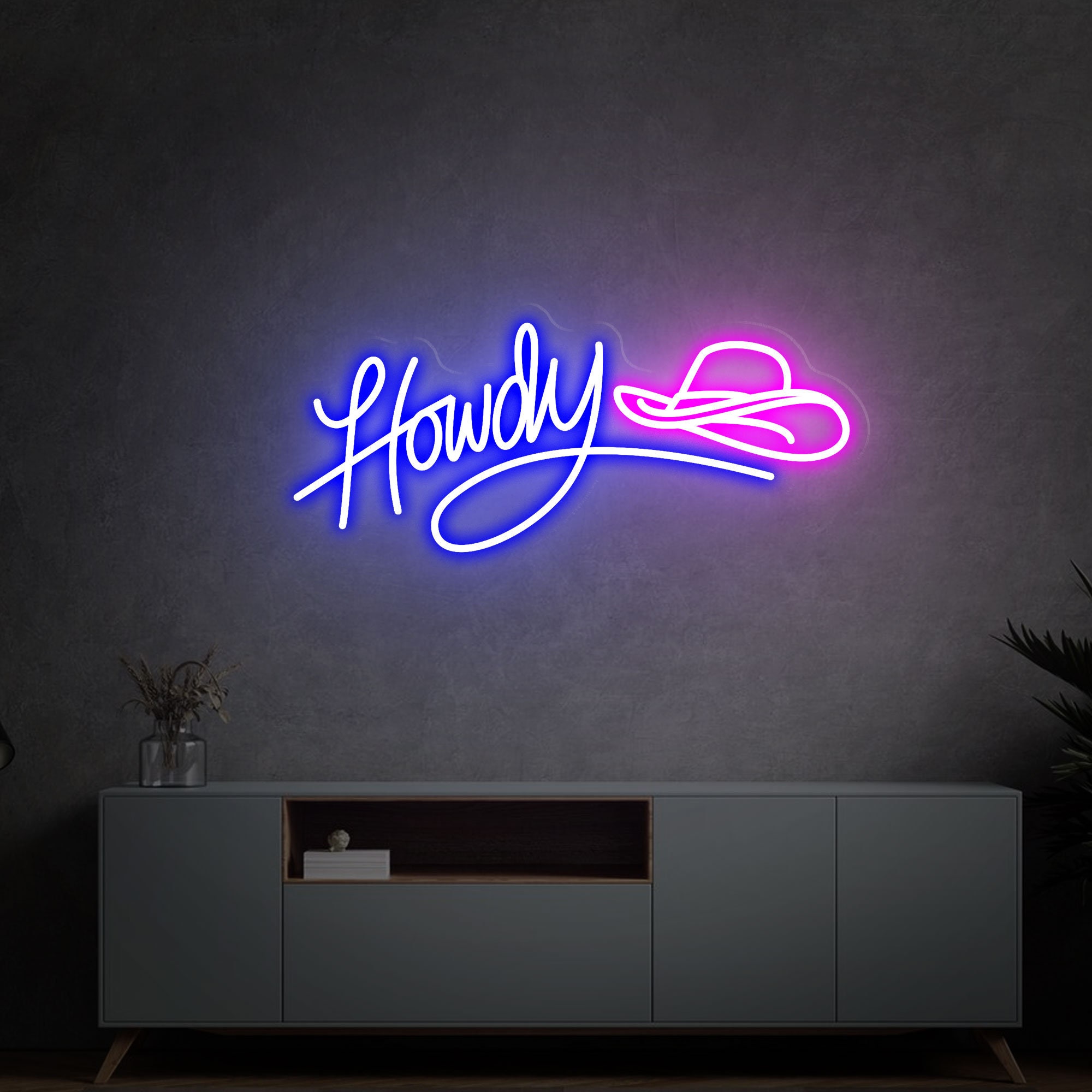Howdy Neon Sign, Led Cowboy Hat Sign, Western Led Sign, North American Greeting Neon Light, Light Up Cowboy Party Decor Signs