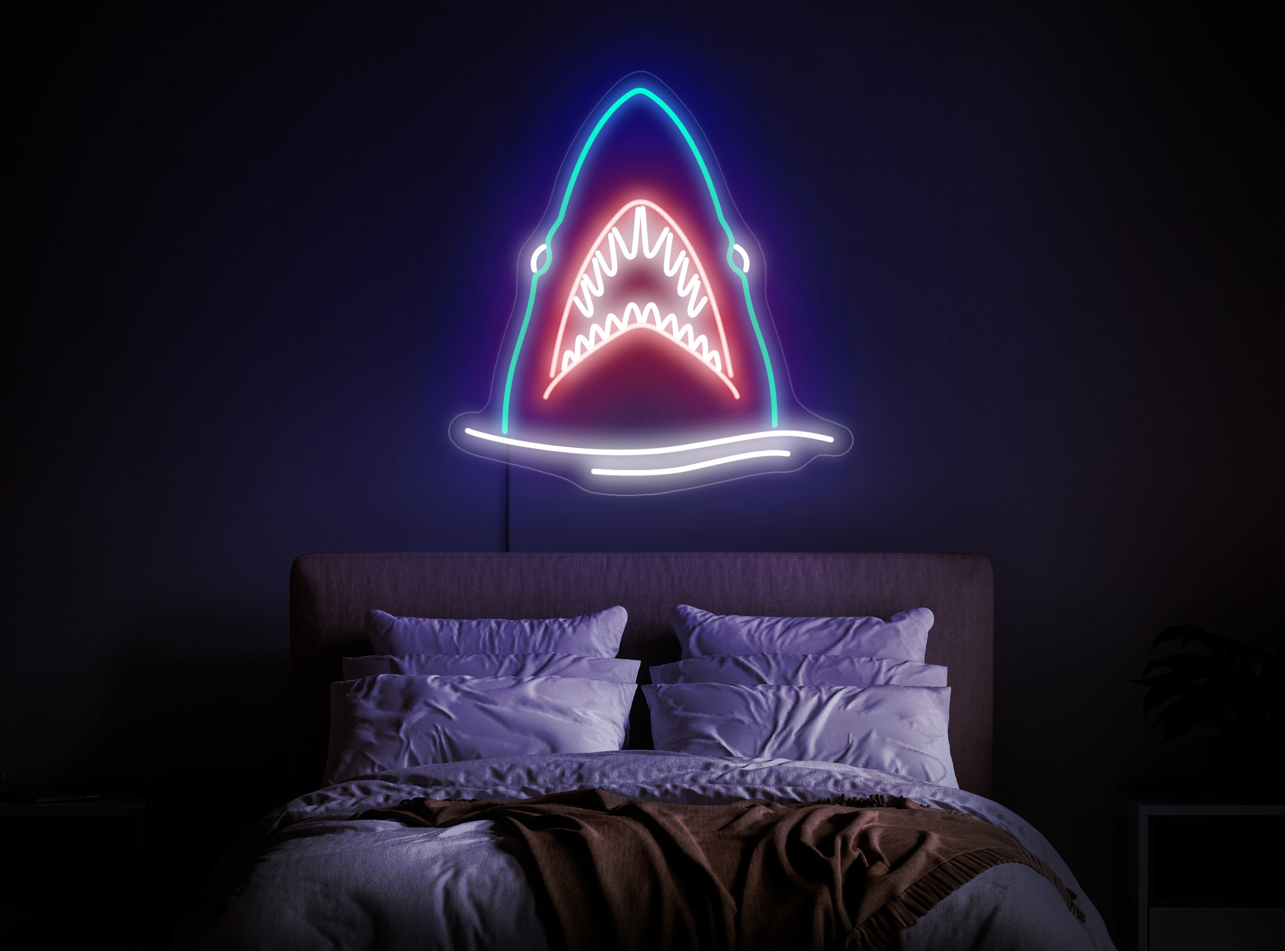 Shark Neon Sign, Shark Light Sign, Jaws Neon Sign, Fish Neon Sign, Animal Neon Sign, Neon Sign Art, Neon Sign Wall Decor, Shark Wall Decor